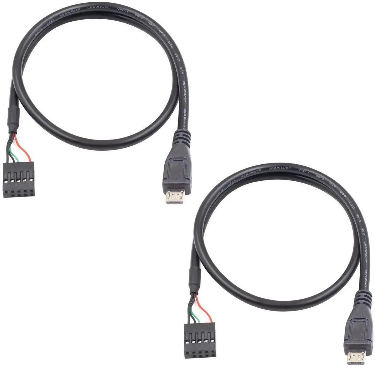 Alt view image 6 of 6 - USB Header to Micro USB Cable 1.65FT/50CM, Micro USB Male to 9 Pin Motherboard Female Adapter Dupont Extended Cable for Motherboard Header 2 Pack
