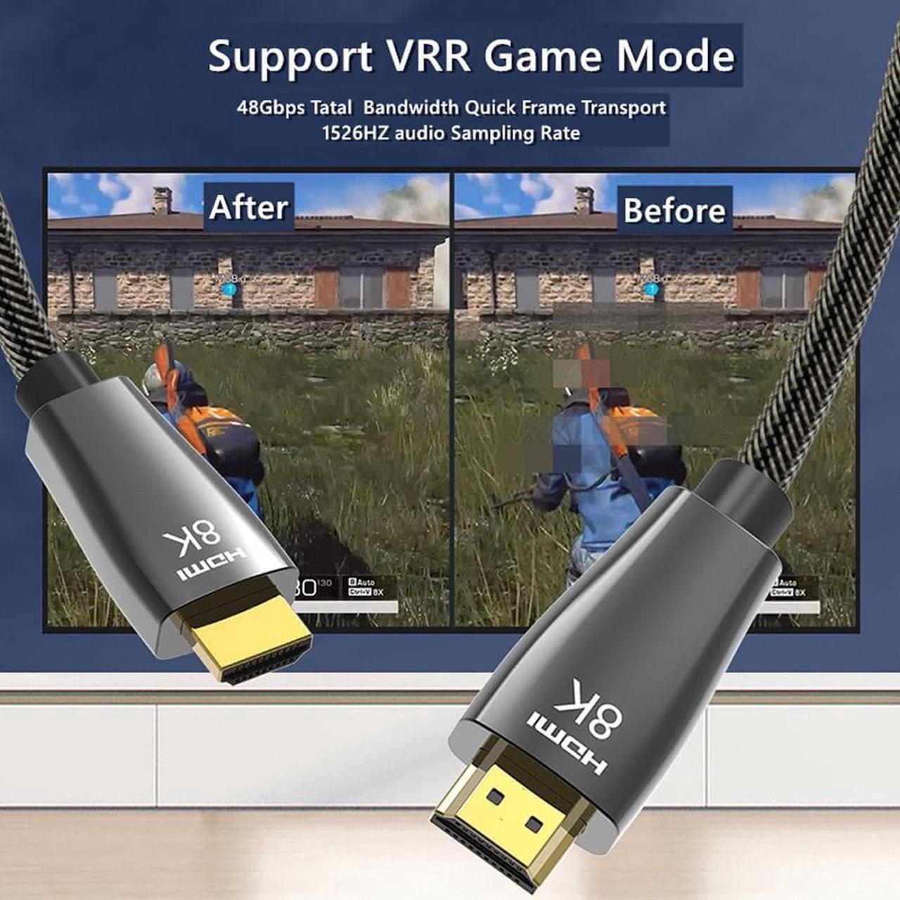 Alt view image 2 of 7 - 8K HDMI Cables 2.1 3.3FT,  48Gbps 8K & 4K Ultra High Speed Cords(8K@60Hz 7680x4320, 4K@120Hz) eARC HDR10 HDCP 2.2 & 2.3 3D, Compatible for PS5/PS4/X-Box/Roku TV/HDTV/Blu-ray/LG/Samsung QLED