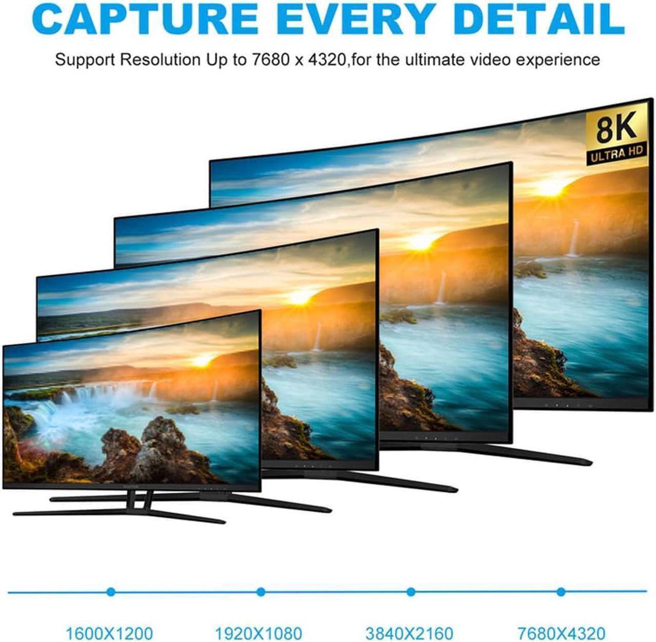 Alt view image 5 of 7 - 8K HDMI Cables 2.1 3.3FT,  48Gbps 8K & 4K Ultra High Speed Cords(8K@60Hz 7680x4320, 4K@120Hz) eARC HDR10 HDCP 2.2 & 2.3 3D, Compatible for PS5/PS4/X-Box/Roku TV/HDTV/Blu-ray/LG/Samsung QLED