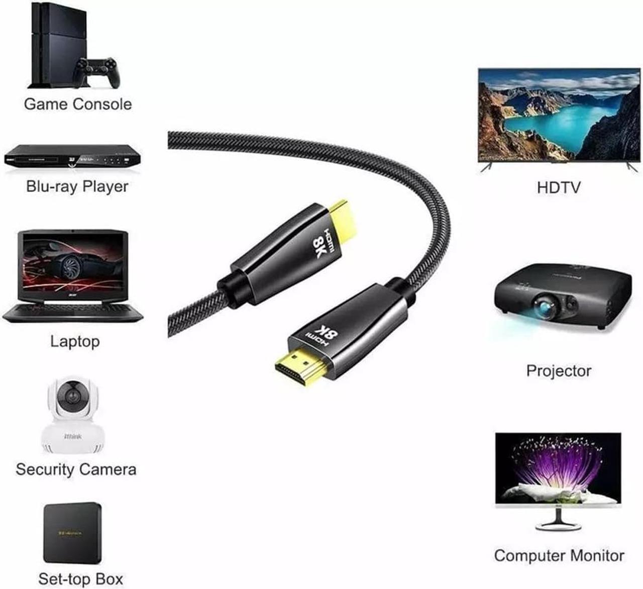 Alt view image 7 of 7 - 8K HDMI Cables 2.1 3.3FT,  48Gbps 8K & 4K Ultra High Speed Cords(8K@60Hz 7680x4320, 4K@120Hz) eARC HDR10 HDCP 2.2 & 2.3 3D, Compatible for PS5/PS4/X-Box/Roku TV/HDTV/Blu-ray/LG/Samsung QLED