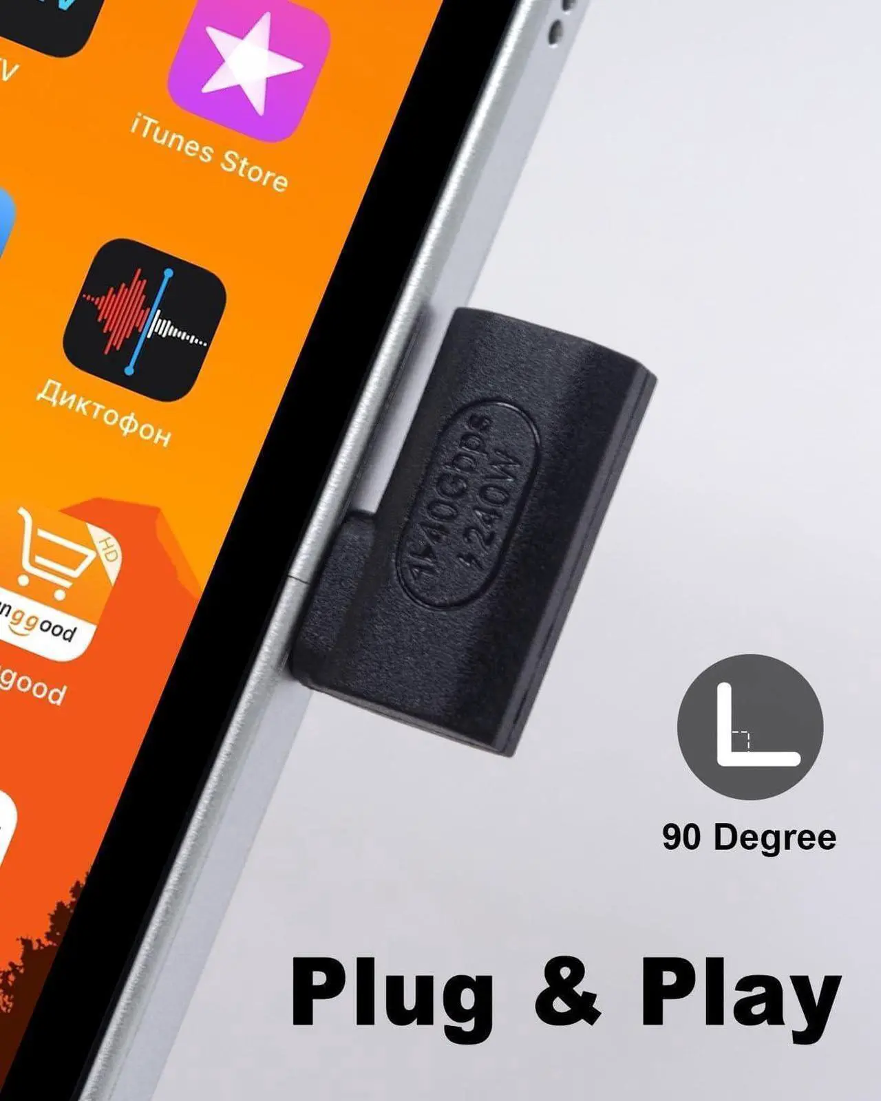 Alt view image 2 of 7 - Right Angle USB C Adapter Compatible with Thunderbolt 4 Cable, 240W 40Gbps 90 Degree USB C Male to Female Adapter with 8K@60Hz Video for USB 4, PC, Tablet, iPhone 15, Steam Deck 2 Pack