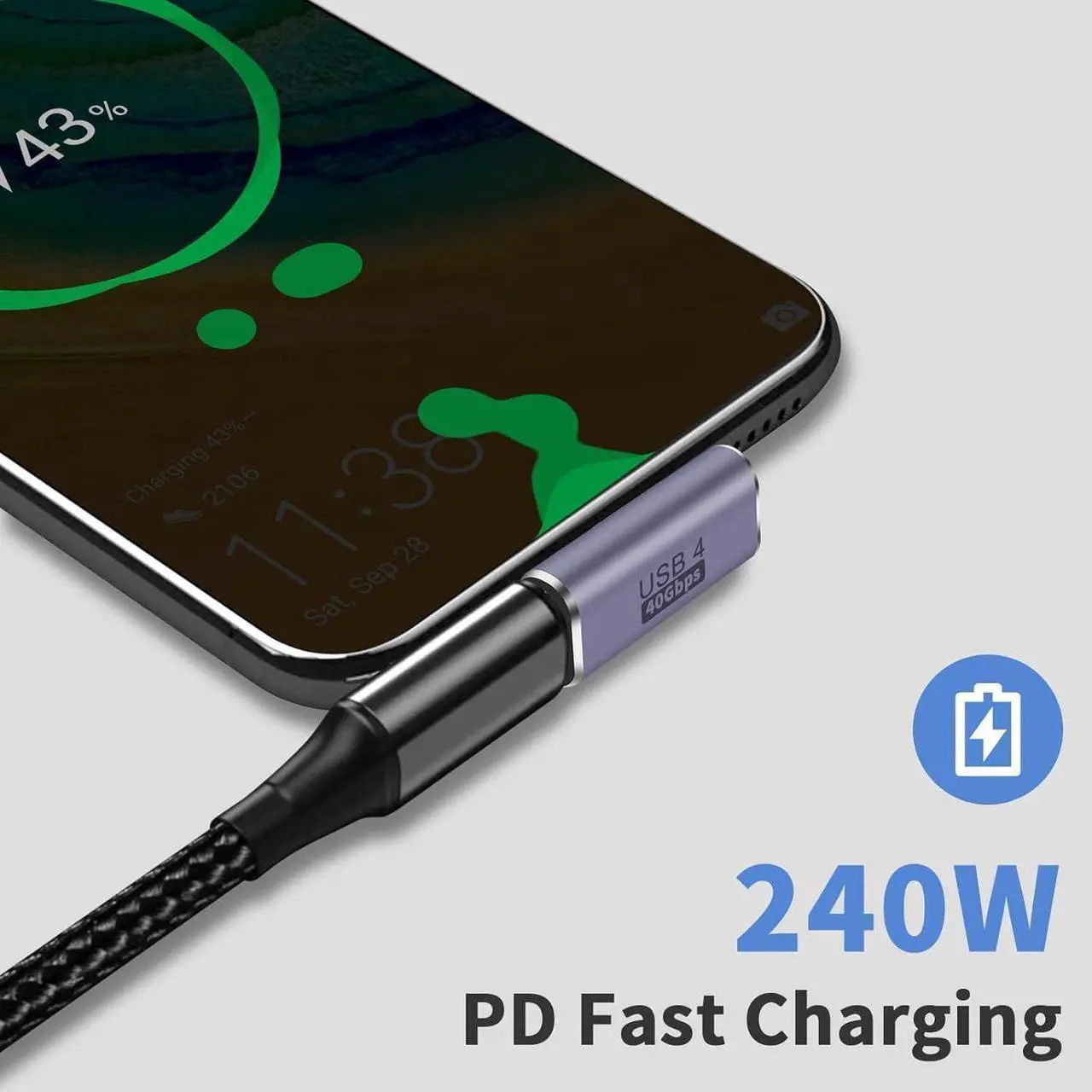 Alt view image 3 of 7 - USB C 90 Degree Adapter 40Gbps, Right Angle USB C Adapter 100W, USB Type C Extender Connector Adapter for Thunderbolt 4/3, Steam Deck, iPhone 15, Switch, iPhone