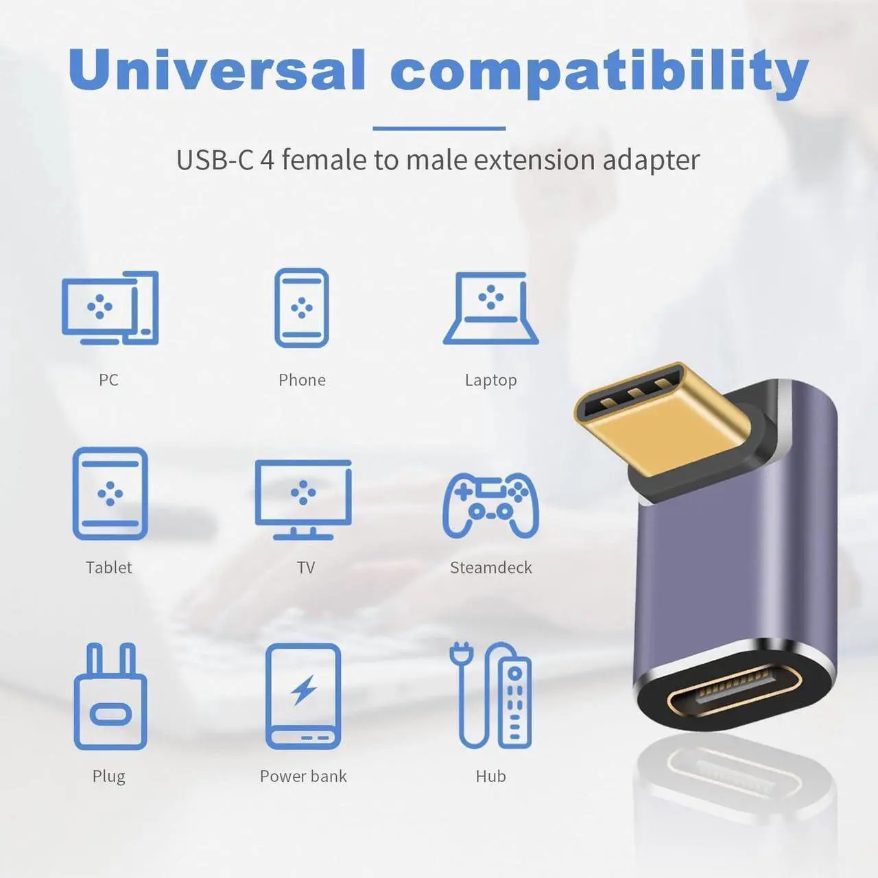 Alt view image 5 of 7 - USB C 90 Degree Adapter 40Gbps, Right Angle USB C Adapter 100W, USB Type C Extender Connector Adapter for Thunderbolt 4/3, Steam Deck, iPhone 15, Switch, iPhone