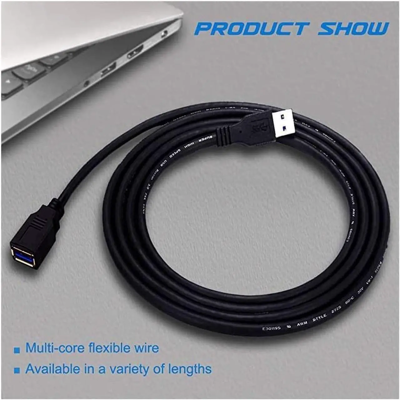 Alt view image 6 of 6 - USB 30 Extension Cable 12 ft USB Extension Cable USB 30 Extender Cord Type A Male to Female Data Transfer Lead for Hard DrivePrinterKeyboardCameraUSB Flash DriveCard Reader