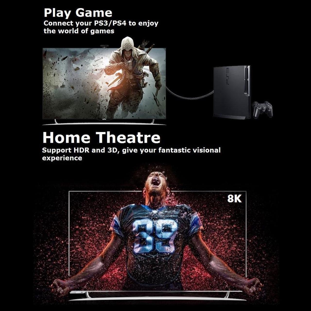 Alt view image 7 of 7 - 8K HDR HDMI Cable 6.6 Feet, HDMI 2.1 48Gbps, Supports 8K 60Hz(Dolby Vision, HDR10, HDCP 2.2) 7680*4320 4K@120Hz and ARC, High Speed Ultra HD Cord