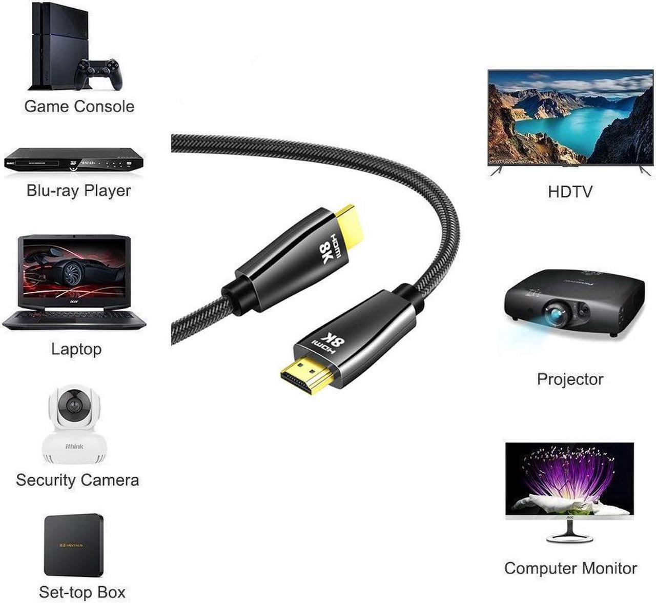 Alt view image 5 of 7 - 8K HDR HDMI Cable 6.6 Feet, HDMI 2.1 48Gbps, Supports 8K 60Hz(Dolby Vision, HDR10, HDCP 2.2) 7680*4320 4K@120Hz and ARC, High Speed Ultra HD Cord