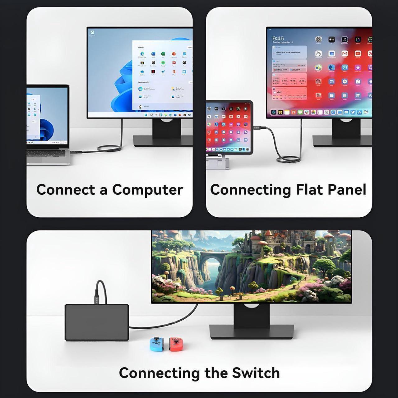 Alt view image 6 of 7 - 2 x USB C 3.2 Gen2 20Gbps, Type C 4K@60Hz UHD Video 5A/240W PD3.1 Fast Charge Cord with E-Marker Compatible with Thunderbolt 3/4 for MacBook Pro (USB3.2 20G 240W 0.5M 2PCS)