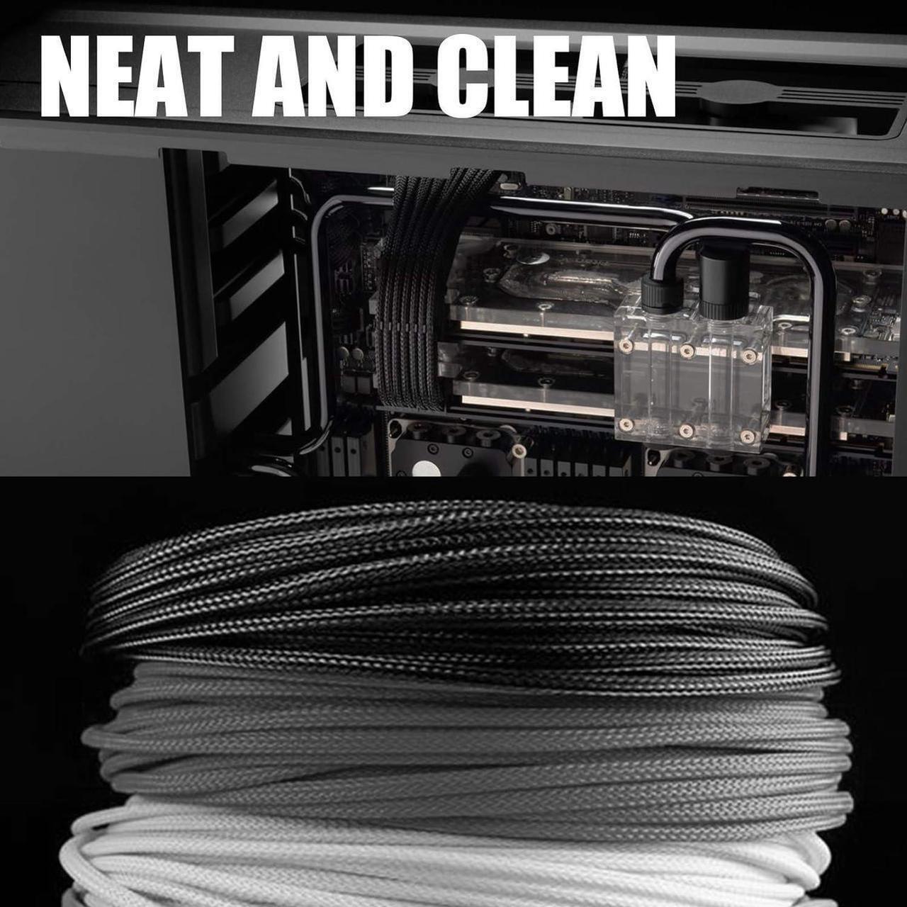 Alt view image 2 of 4 - PSU Cable Extension Kit 30CM Length with Combs,1x24Pin/2x8Pin(4+4) EPS/3x8Pin(6P+2P) PCI-E/PC Sleeved for ATX Power Supply,( Black & White)