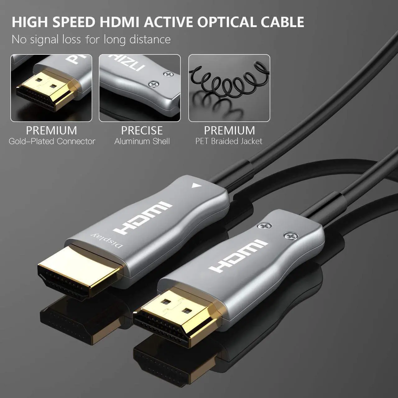 Alt view image 6 of 7 - HDMI 2.0 Cable - High Speed 18Gbps - 4K 60hz(4:4:4/4:2:2/4:2:0, ARC, HDR, HDCP2.2, 3D, UHD) - Optimal Viewing for Apple tv 4k, Xbox one, PS4 pro - One-Way Work Fiber Optic HDMI Cable, 1M/3.3ft