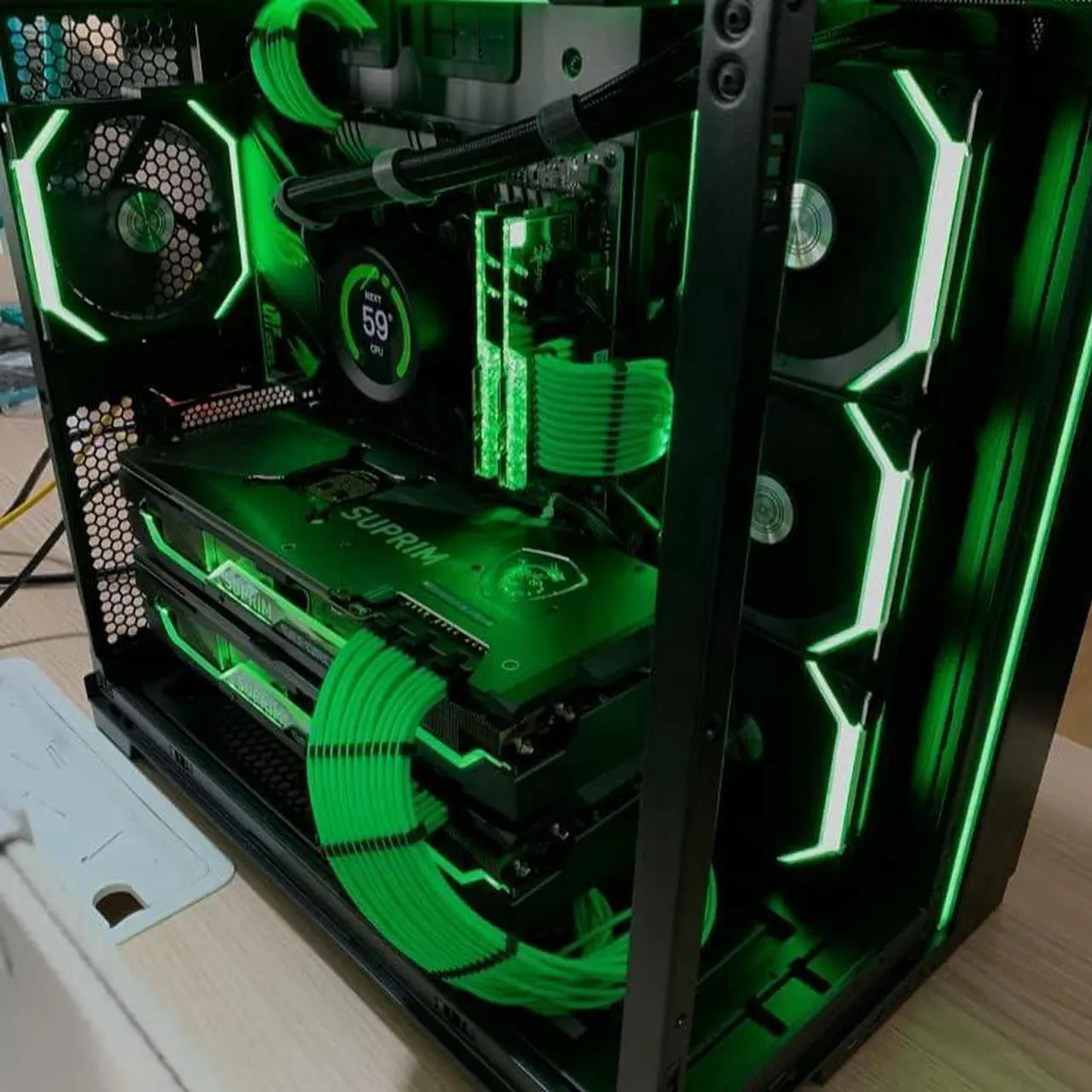 Alt view image 4 of 4 - PSU Cable Extension Kit 30CM Length with Cable Combs 1x24Pin/1x8Pin(4+4) EPS/2x8Pin(6P+2P) PCI-E/PC Sleeved Cable for ATX Power Supply(Green)