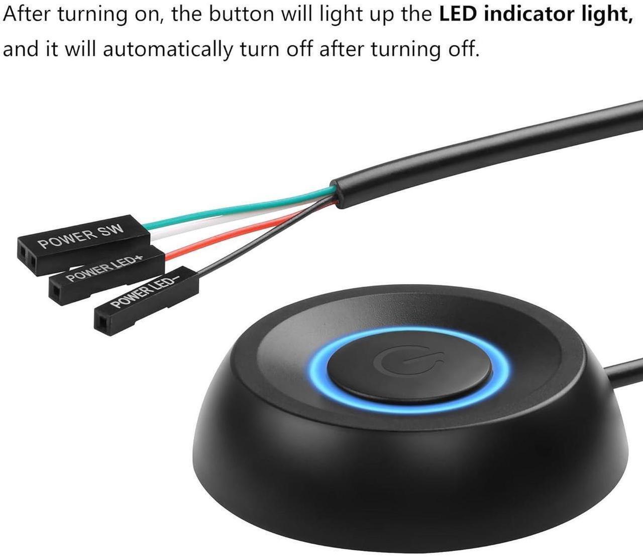 Alt view image 7 of 7 - PC Power Switch, Desktop Computer External Remote Start, Motherboard Button, Extension Cable with LED Light (Black)