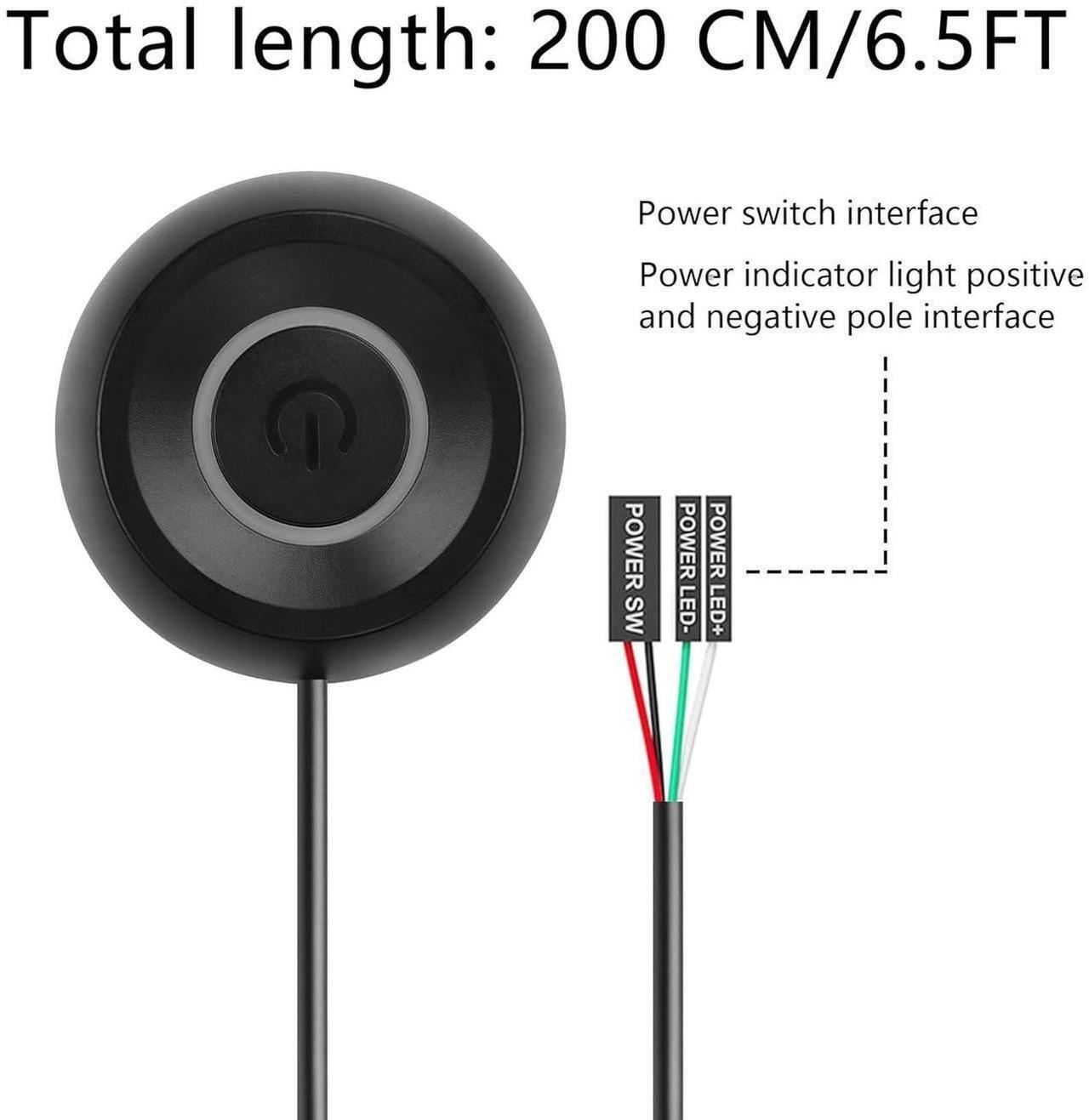 Alt view image 2 of 7 - PC Power Switch, Desktop Computer External Remote Start, Motherboard Button, Extension Cable with LED Light (Black)