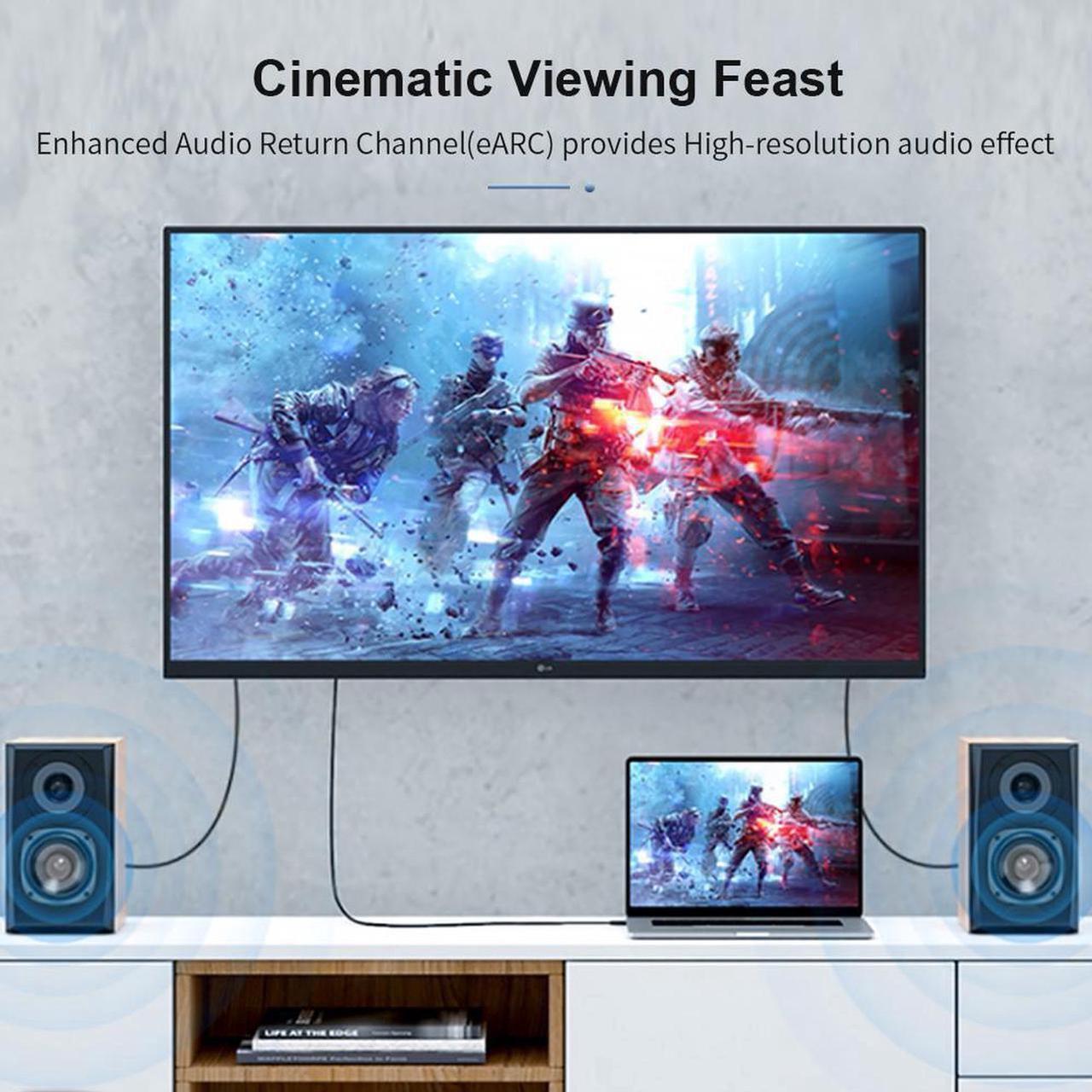 Alt view image 7 of 7 - HDMI Fiber Optic Cable 30 feet 8K Fiber HDMI Cable Supports 8K@60Hz, 4:4:4/4:2:2/4:2:0, HDR, Dolby Vision, HDCP2.2, ARC, 3D, High Speed 48Gbps, Slim and Flexible Long HDMI Fiber Optic Cable
