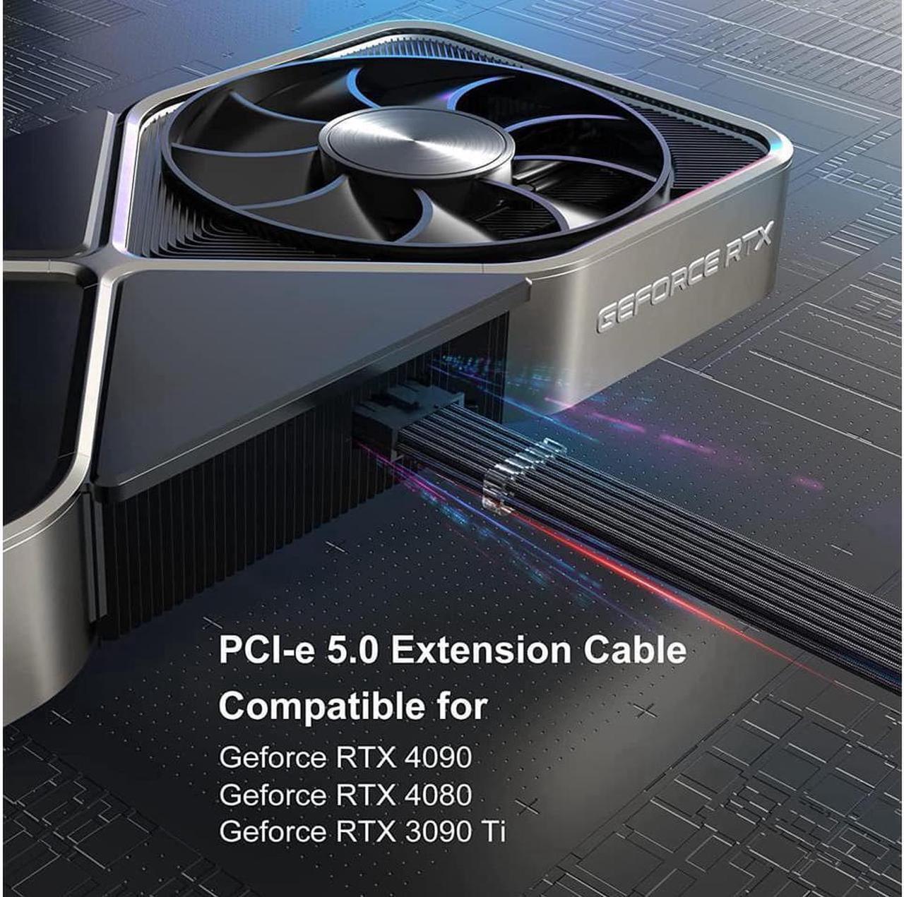 Alt view image 5 of 7 - PCI-e 5.0 Extension Cable, RTX 4090 4080 16Pin(12+4) Male to 4x8Pin Female 12VHPWR Cable PCIE GPU Power Sleeved Extender Cord Compatible for GeForce RTX 4090/4080/4070Ti/3090Ti (14inch, Black)