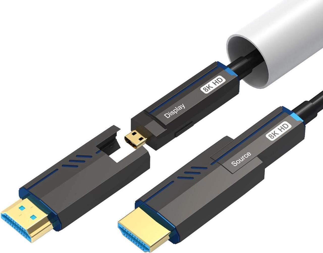 Main image of 8K Fiber Optic HDMI Cable 16FT (48Gbps, in-Wall CL3 Rated, eARC, 8K 60Hz, 4K 144Hz, HDCP 2.3, HDR10+) Ultra High Speed Long Detachable HDMI AOC 2.1 Cable - for Gaming, VR, HDTV, Monitor, PC