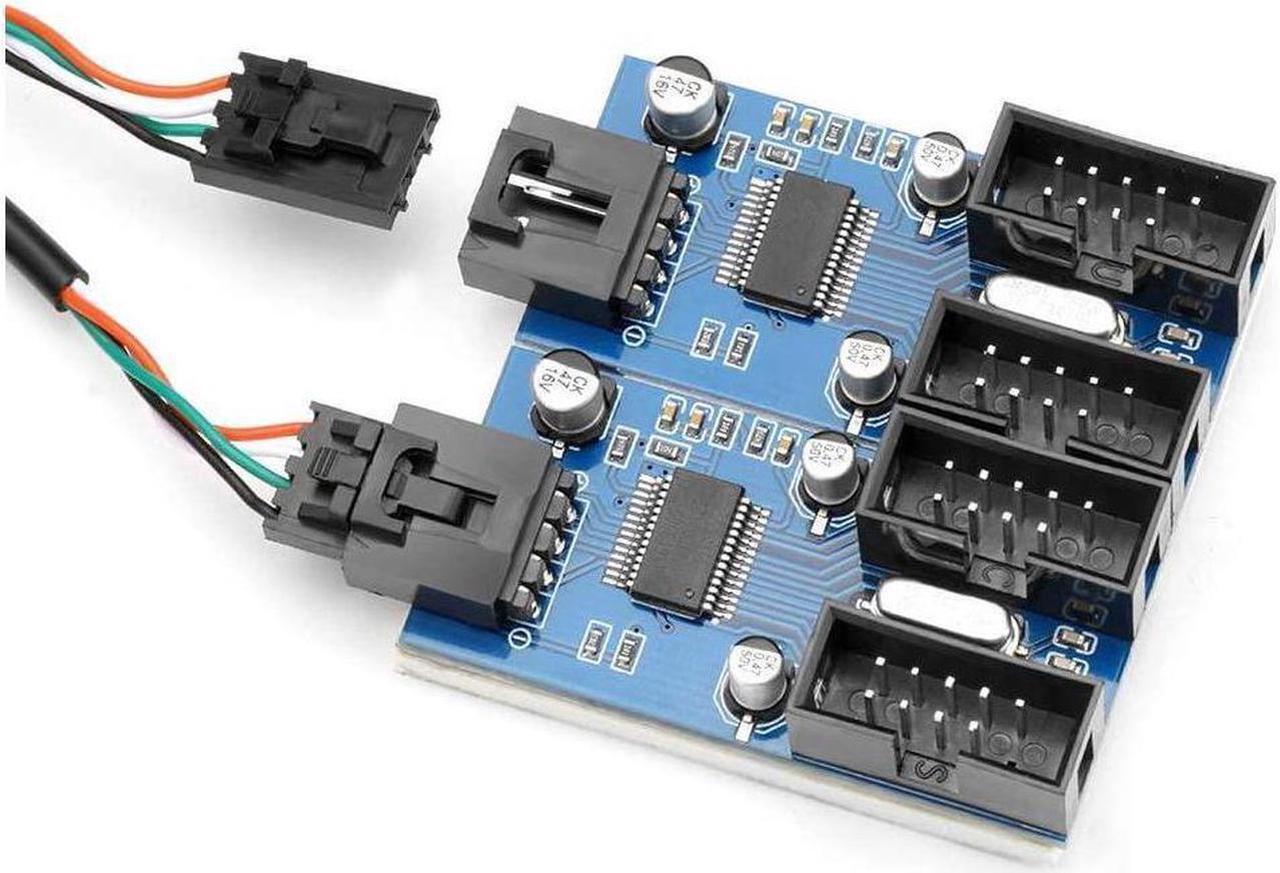 Alt view image 6 of 7 - 9pin USB Header Male 1 to 4 Female Extension Card USB 2.0 Splitter Cable Connector for Motherboard Adapter Port Multiplier for CPU WiFi Receiver Fans and RGB Light