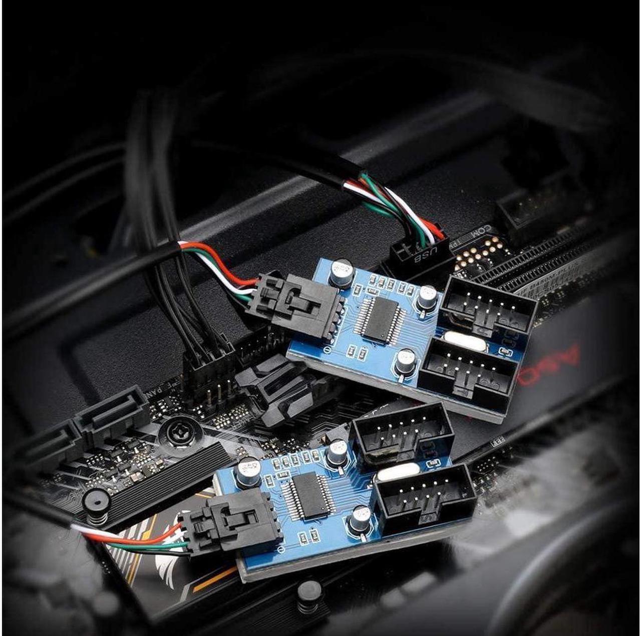 Alt view image 2 of 7 - 9pin USB Header Male 1 to 4 Female Extension Card USB 2.0 Splitter Cable Connector for Motherboard Adapter Port Multiplier for CPU WiFi Receiver Fans and RGB Light