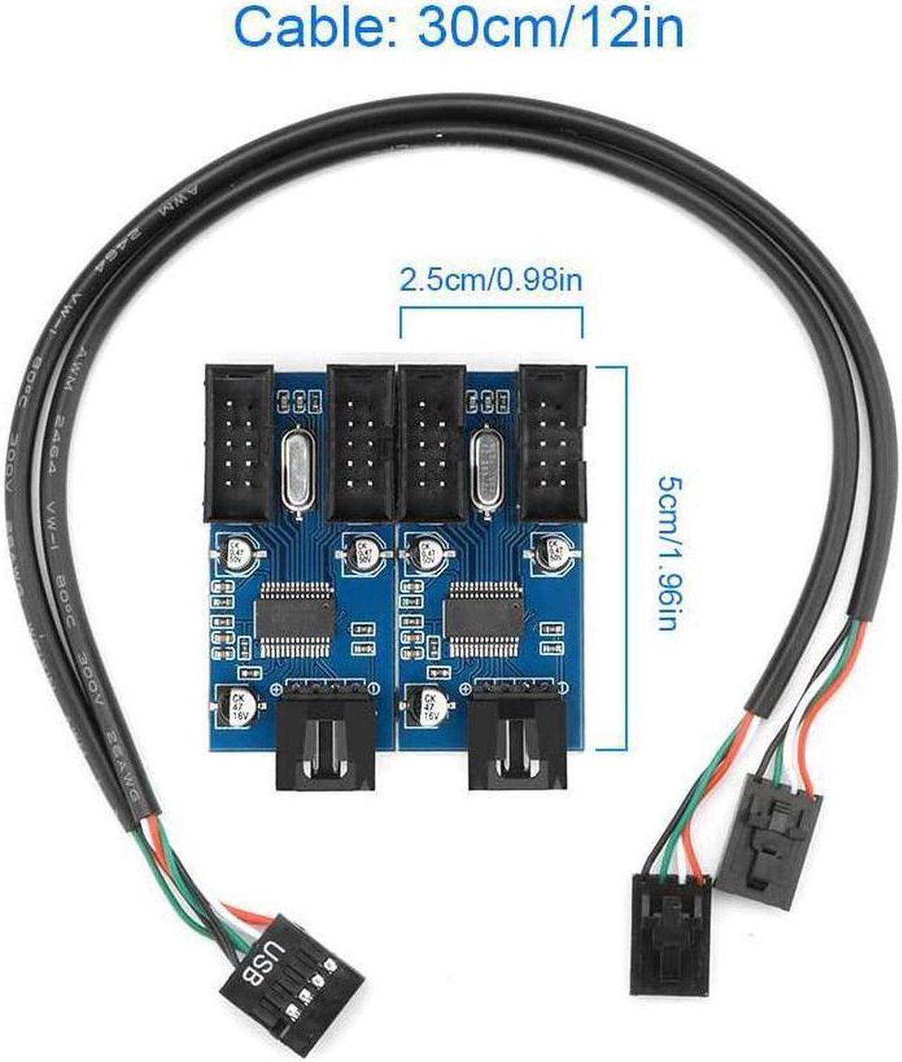 Alt view image 5 of 7 - 9pin USB Header Male 1 to 4 Female Extension Card USB 2.0 Splitter Cable Connector for Motherboard Adapter Port Multiplier for CPU WiFi Receiver Fans and RGB Light
