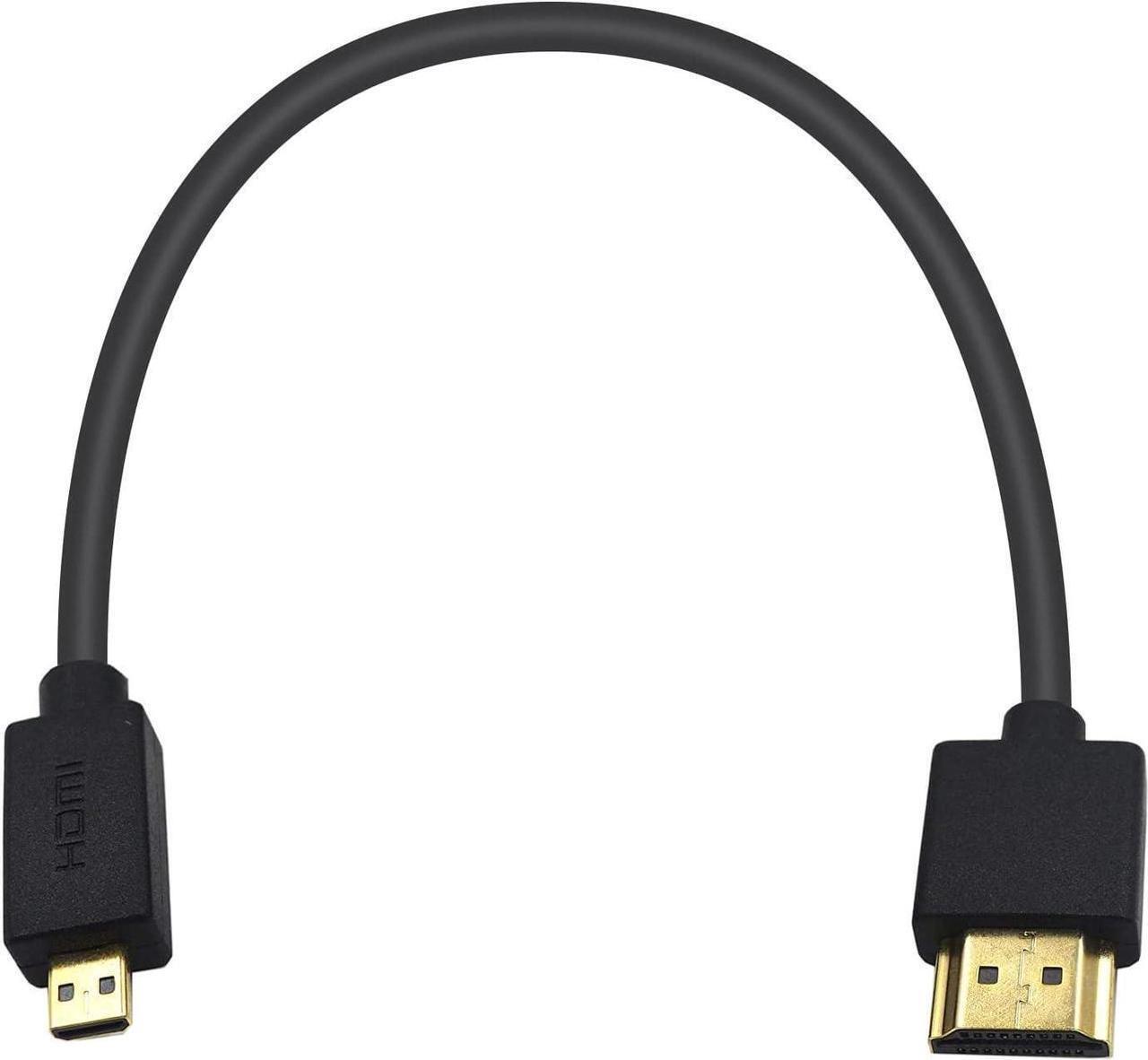 Main image of Micro HDMI to HDMI Cable 1FT/30cm, Extreme Slim Short HDMI to Micro HDMI Cable Support 18Gbps, High-Speed, 4K@60Hz, 2160p, 48-Bit Color, 3D for A6500, A7,Canon C.amera (Male to Male)
