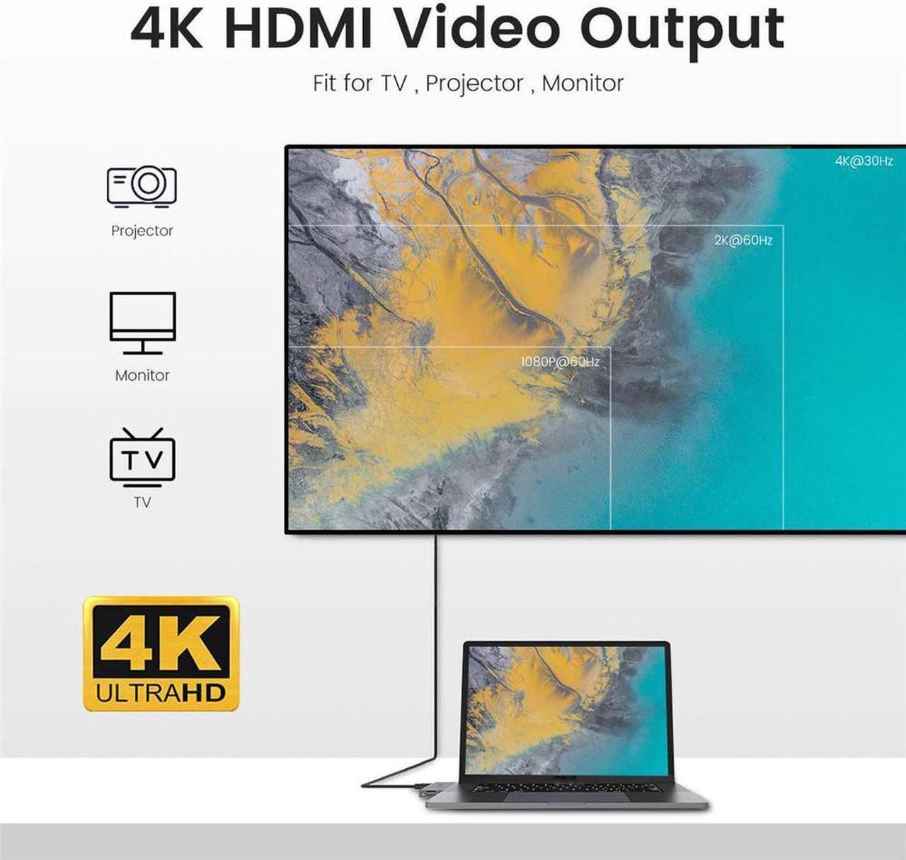 Alt view image 3 of 7 - USB C Hub for MacBook Pro 2018/2017/2016 MacBook Air 2018/2019, 8 in 2 Aluminum Type C Hub Adapter with 4K HDMI, 40Gbps Thunderbolt 3, 100W PD, 3 USB 3.0 and SD/Micro Card Readers