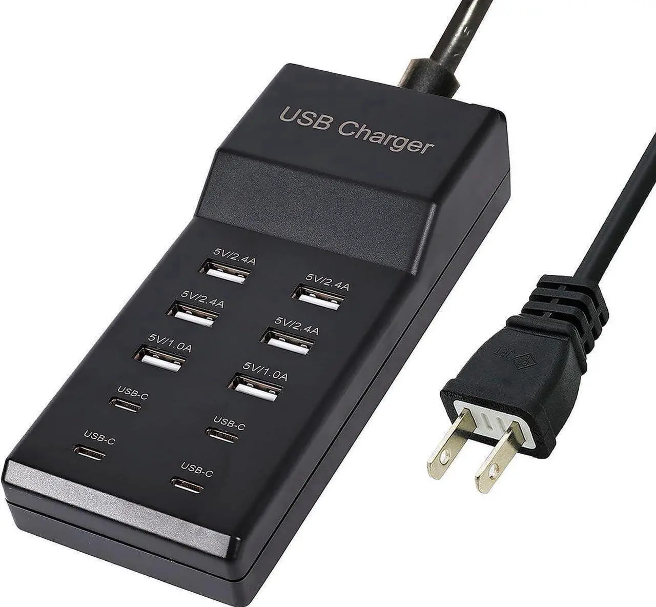 Main image of Aomoproing USB Charger,5V 10A(50W) USB Charging Station with 10-Port (6 USB-A Port & 4 USB-C Port) Compatible with iPhone 15/14/13/12/11/X/8/7/6 Phones, Watch,Tablets, Smartphones Black