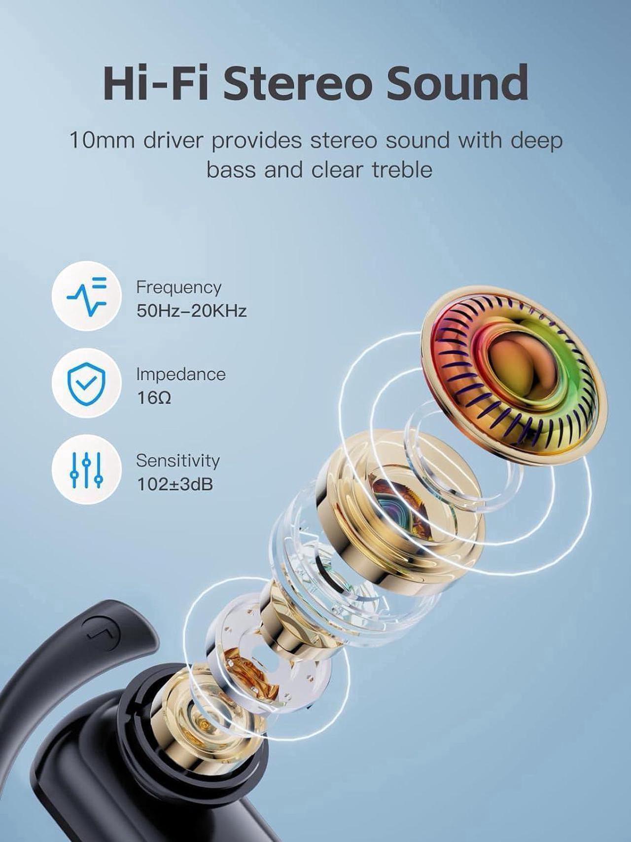 Alt view image 3 of 7 - Aomoproing    Hi-Fi Sound & Crystal-clear Calls: equipped with 10mm speaker drivers and volume-optimized active EQ, ensuring you enjoy high-fidelity sound with deep bass, well-defined mids, and sharp
