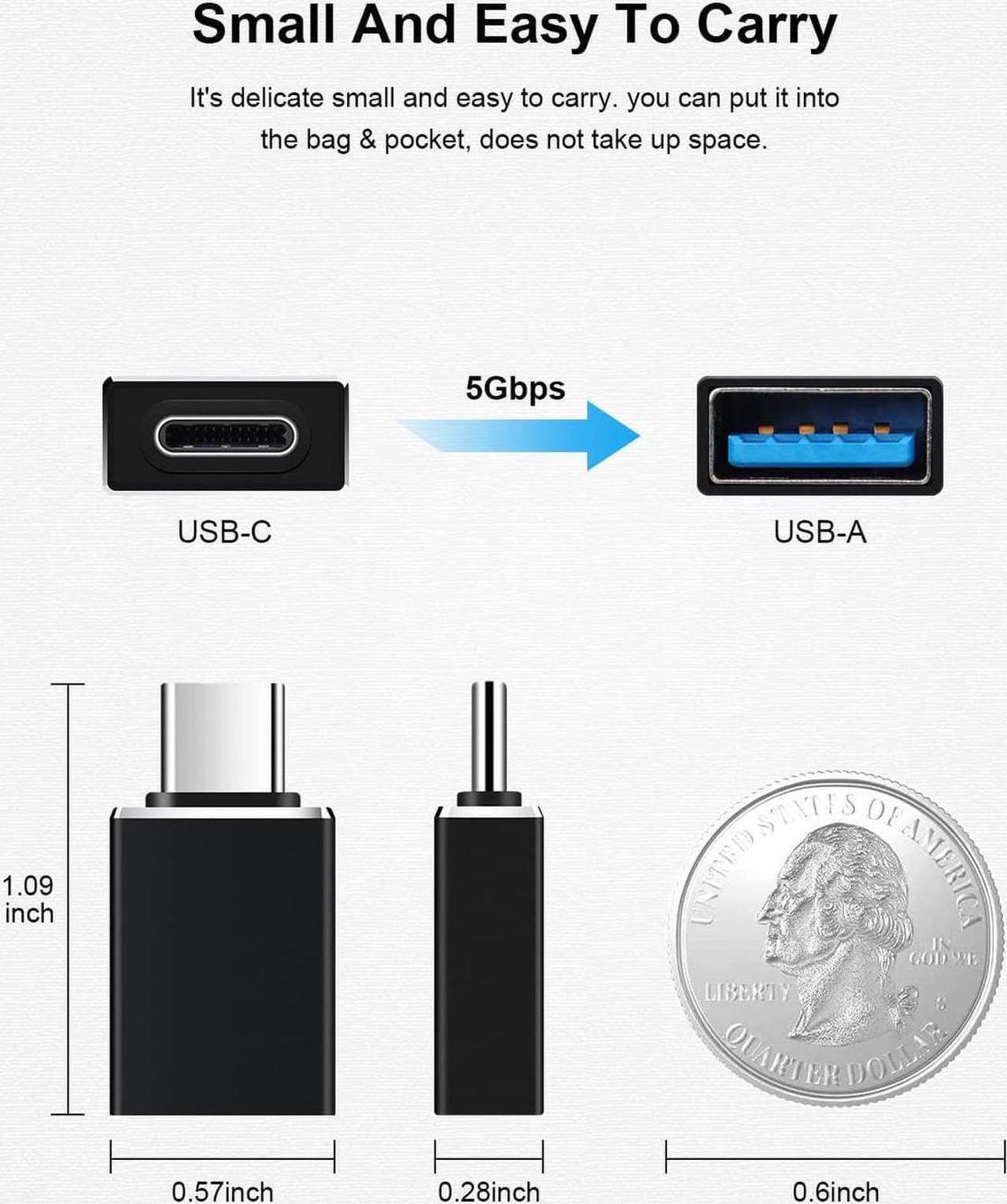 Alt view image 6 of 7 - Aomoproing         4 Pack USB C to USB Adapters, Type C to USB 3.0 USB C Adapter Side by Side Male to USB 3.0 Female Typec Adaptor for M-acBook Pro, i-Mac i-Pad Mini 6, Thunderbolt 3/4 Type C OTG Adap
