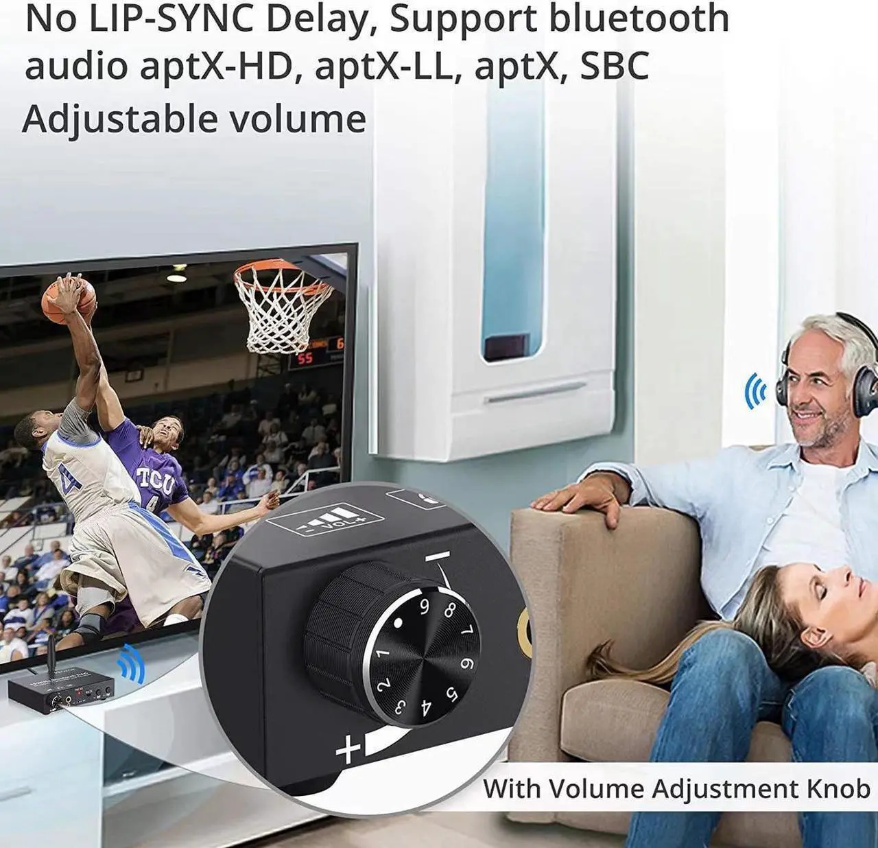 Alt view image 4 of 7 - 192KHz DAC Digital to Analog Audio Converter Bluetooth5.0 Transmitter Receiver with aptX HD aptx Low Latency Wireless Audio Adapter