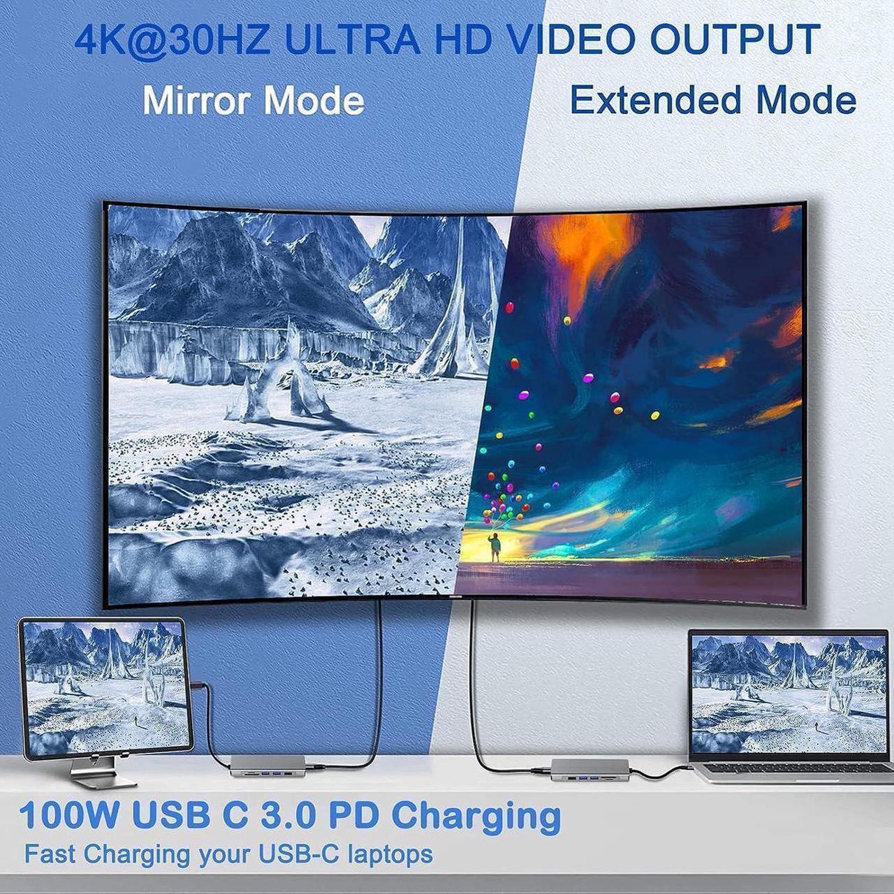 Alt view image 4 of 6 - USB-C Hub with M.2 NVMe/SATA SSD Enclosure, 8 in 1 USB C Hub Adapter Fits PCIe 3.0 NVMe M.2 SSD, 2.5-inch SATA HDD with 4K HDMI, 10Gbps USB-C 3.1 & USB 3.1, USB 2.0, SD/Micro SD, 100W PD for Laptops