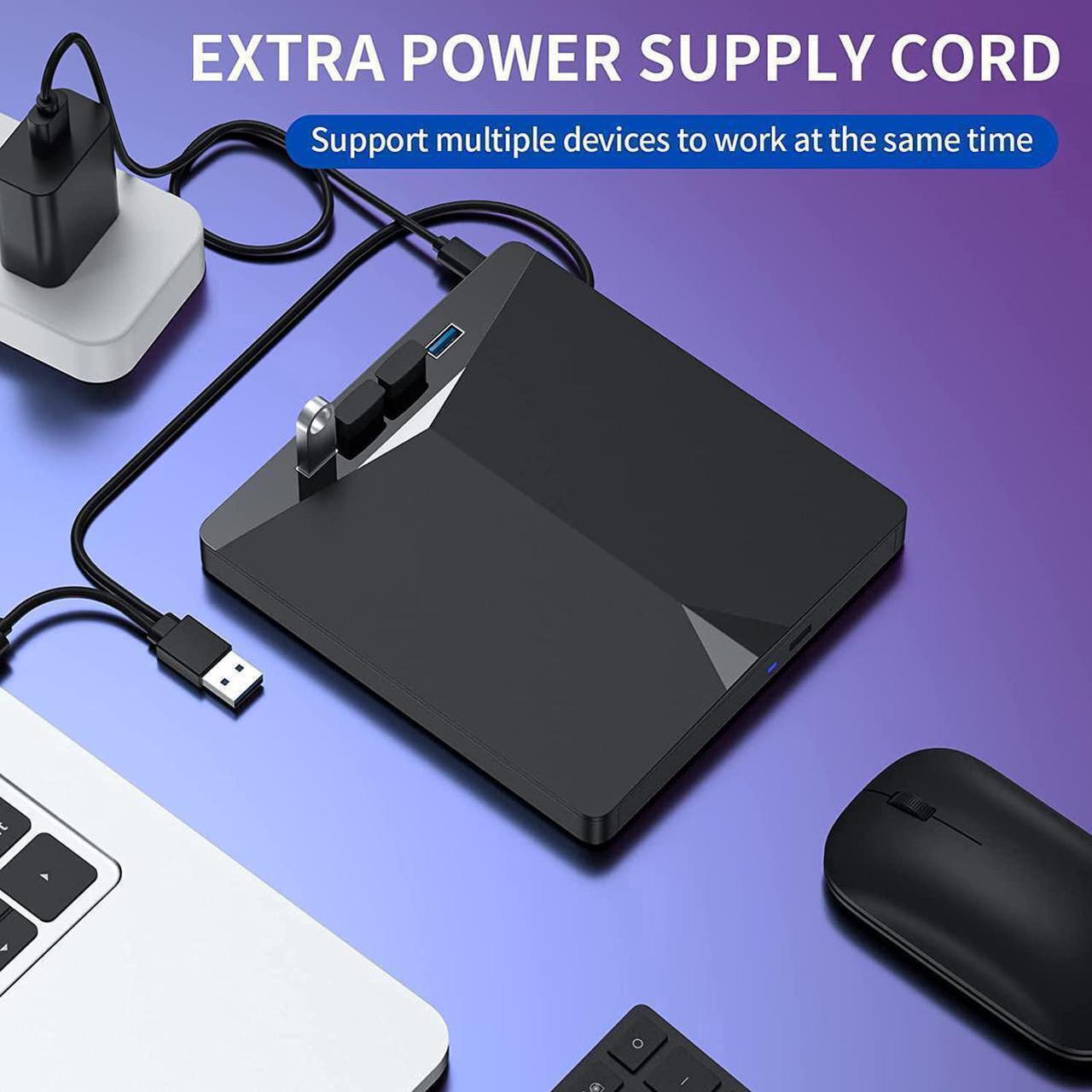 Alt view image 7 of 7 - USB 3.0 & Type C External CD/DVD Drive, 7 in 1 USB 3.0 USB C DVD Player Portable CD/DVD Burner, CD ROM External DVD Drive Compatible with Laptop Desktop PC Windows 11/10/8/7 Linux Mac OS (Jet Balck)