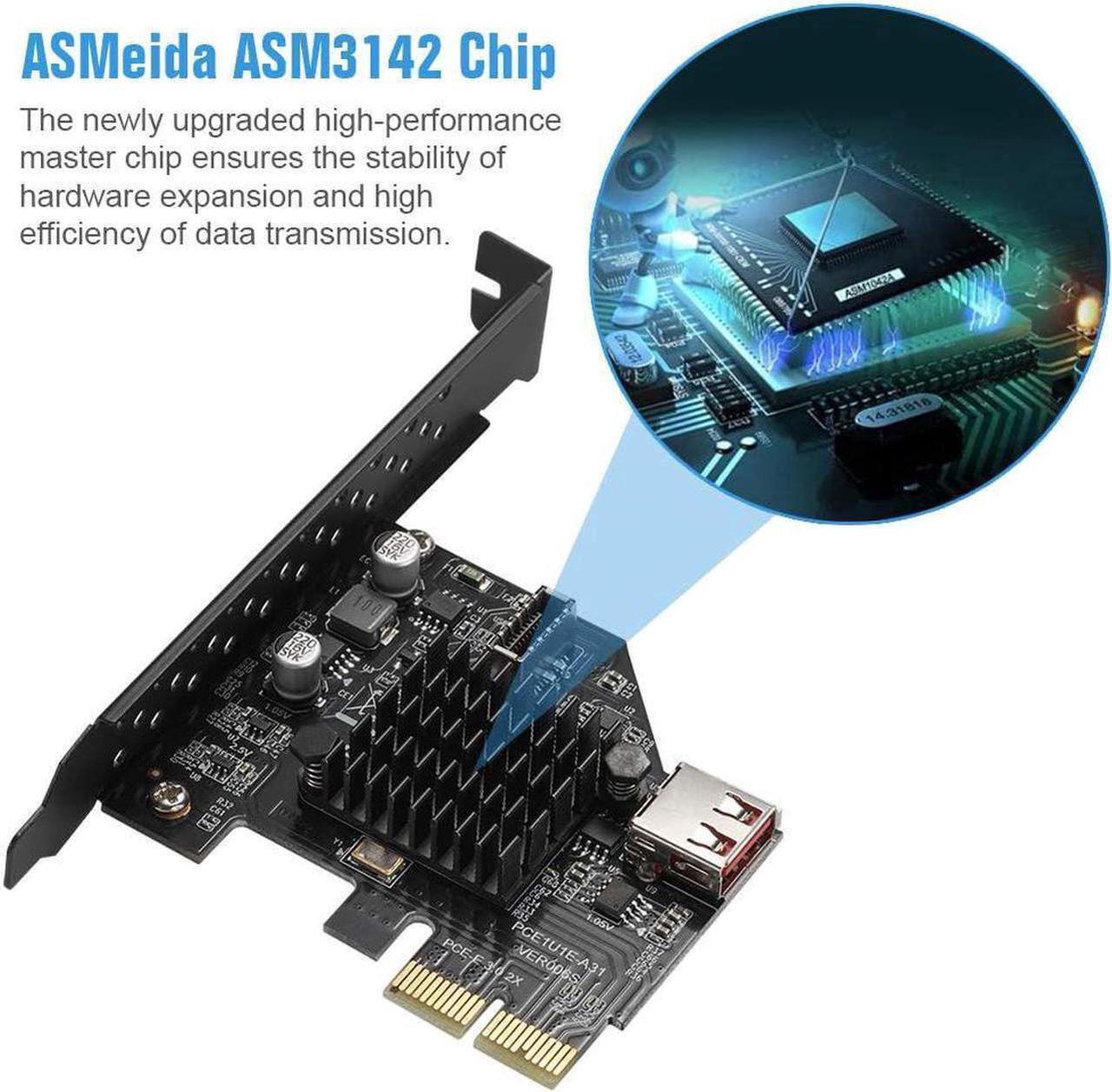 Alt view image 6 of 7 - PCI-E to Type E Express Card, USB 3.1 Front Type-E Expansion Card PCI-E 2X Interface, USB 3.1 GEN2 10Gbps Type-E 20PIN Expansion Card for Desktop PCS (ASM3142)