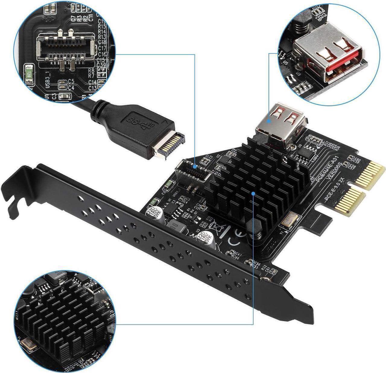 Alt view image 3 of 7 - PCI-E to Type E Express Card, USB 3.1 Front Type-E Expansion Card PCI-E 2X Interface, USB 3.1 GEN2 10Gbps Type-E 20PIN Expansion Card for Desktop PCS (ASM3142)