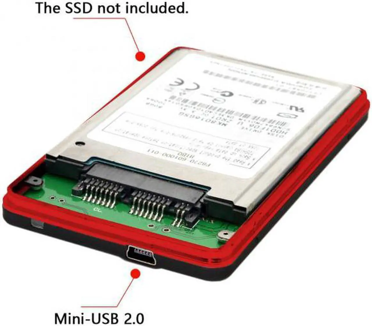 Alt view image 5 of 7 - Aomoproing USB2.0 480Mbps to 1.8 inch Micro SATA 16pin 7+9 SSD HDD External Hard Disk Enclosure