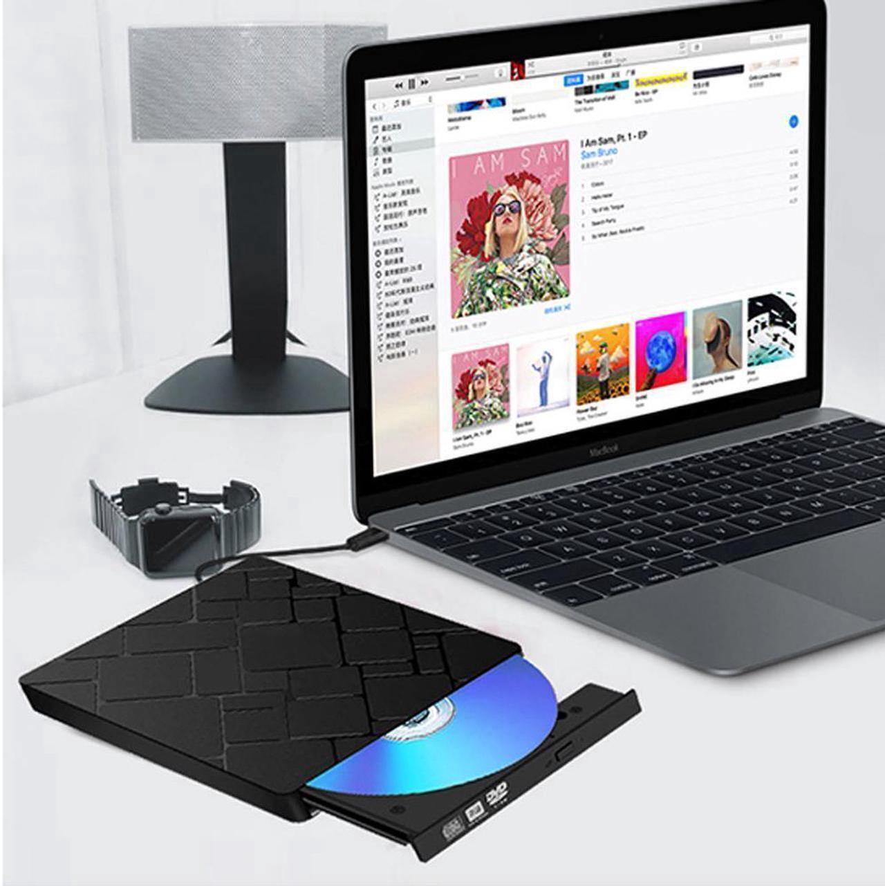 Alt view image 7 of 7 - [New Arrival] External DVD Drive for Laptop, Portable High-Speed USB-C&USB 3.0 CD Burner/DVD Reader Writer for PC Desktops, Compatible with Windows/Mac OSX/Linux