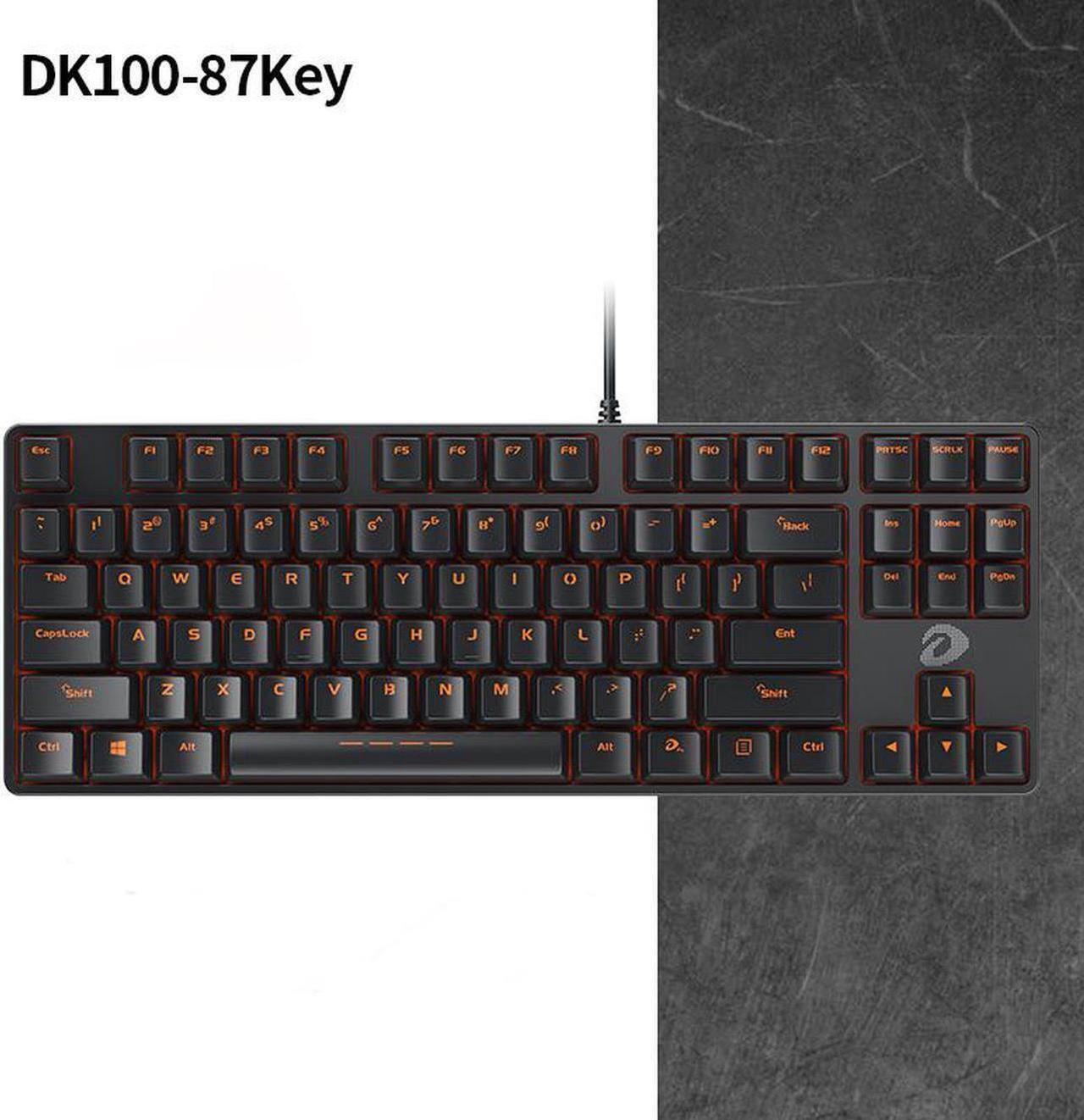 Main image of DK100 Anti-Ghosting Mechanical Keyboard 87 Keys Small Compact Wired USB Gaming Keyboard with Red Switches-Black