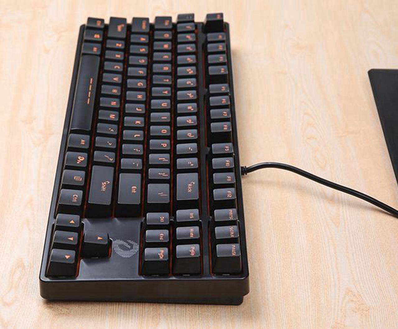 Alt view image 2 of 5 - DK100 Anti-Ghosting Mechanical Keyboard 87 Keys Small Compact Wired USB Gaming Keyboard with Red Switches-Black