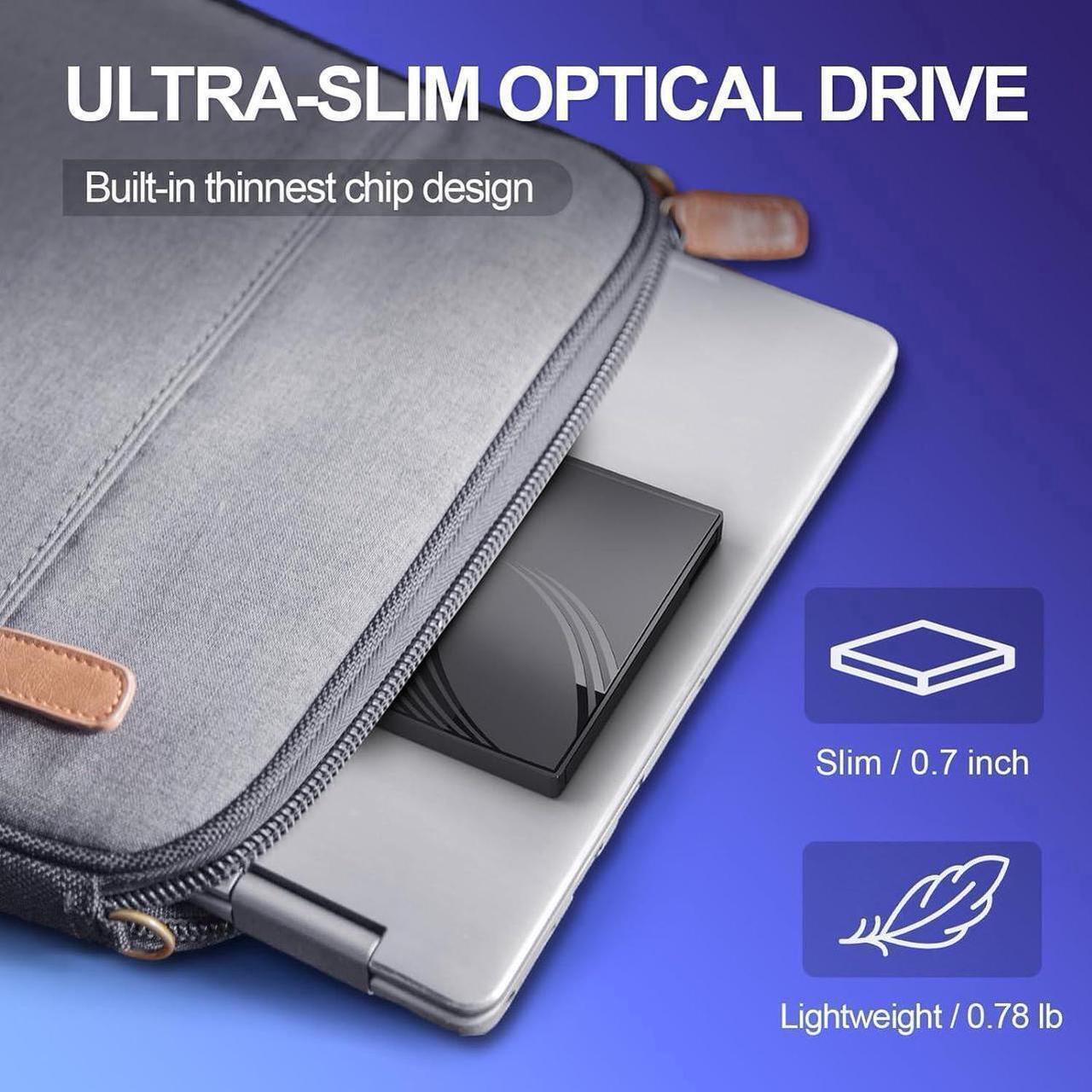 Alt view image 6 of 6 - [8 in 1] External CD/DVD Drive for Laptop, USB 3.0 Ultra Slim External CD/DVD Player with 4 USB-A Ports, 1 Type-C Port, 2 TF/SD Card Slots, External CD/DVD Burner Compatible with macOS/Windows/Linux