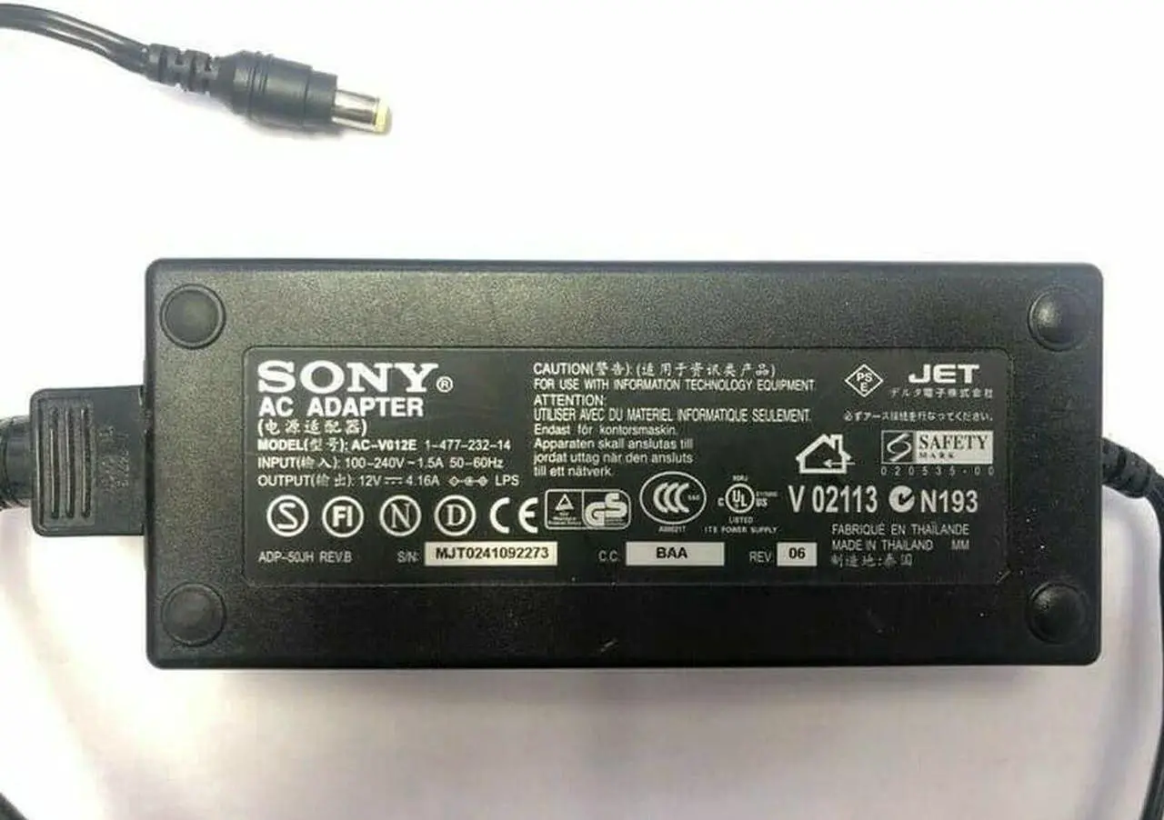 Main image of Genuine S o n y AC-V012E AC Adapter Charger Power Supply 1-477-232-14 No Power Cord