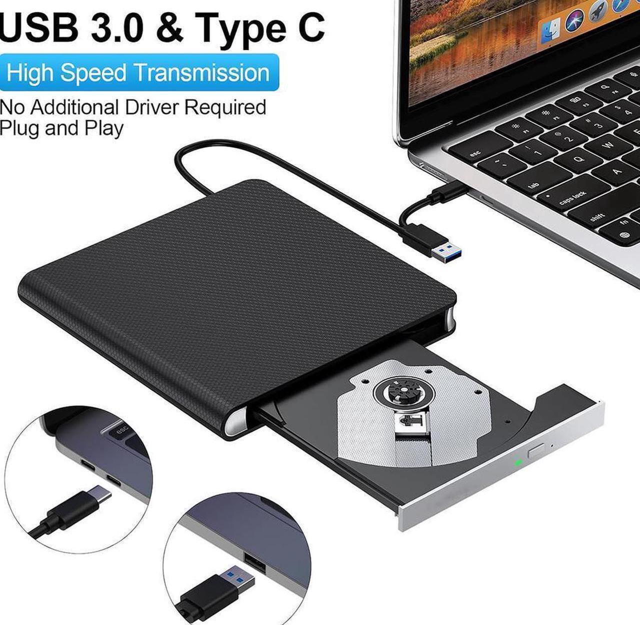 Alt view image 5 of 7 - External CD DVD Drive [7-in-1], USB 3.0 & Type-C DVD/CD +/-RW ROM Drive Reader, CD DVD Burner Rewriter with SD/TF & 4 USB Ports, Slim Optical Disc Drive DVD Player for Laptop PC/Winodws/Linux/MacOS