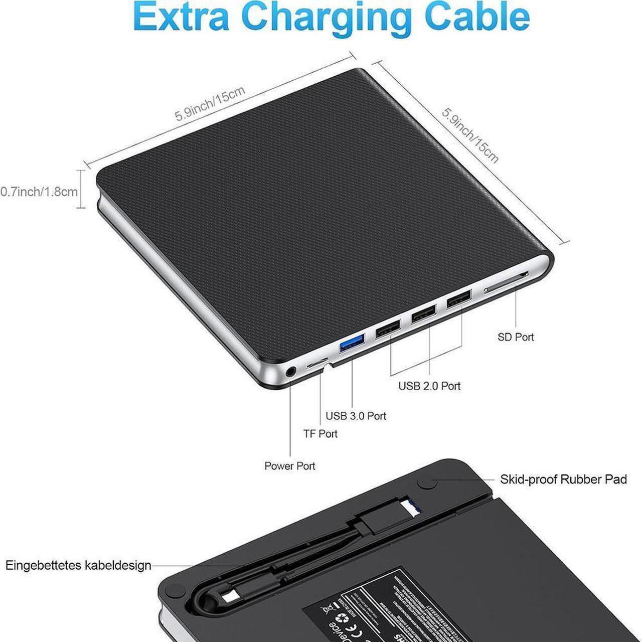 Alt view image 6 of 7 - External CD DVD Drive [7-in-1], USB 3.0 & Type-C DVD/CD +/-RW ROM Drive Reader, CD DVD Burner Rewriter with SD/TF & 4 USB Ports, Slim Optical Disc Drive DVD Player for Laptop PC/Winodws/Linux/MacOS