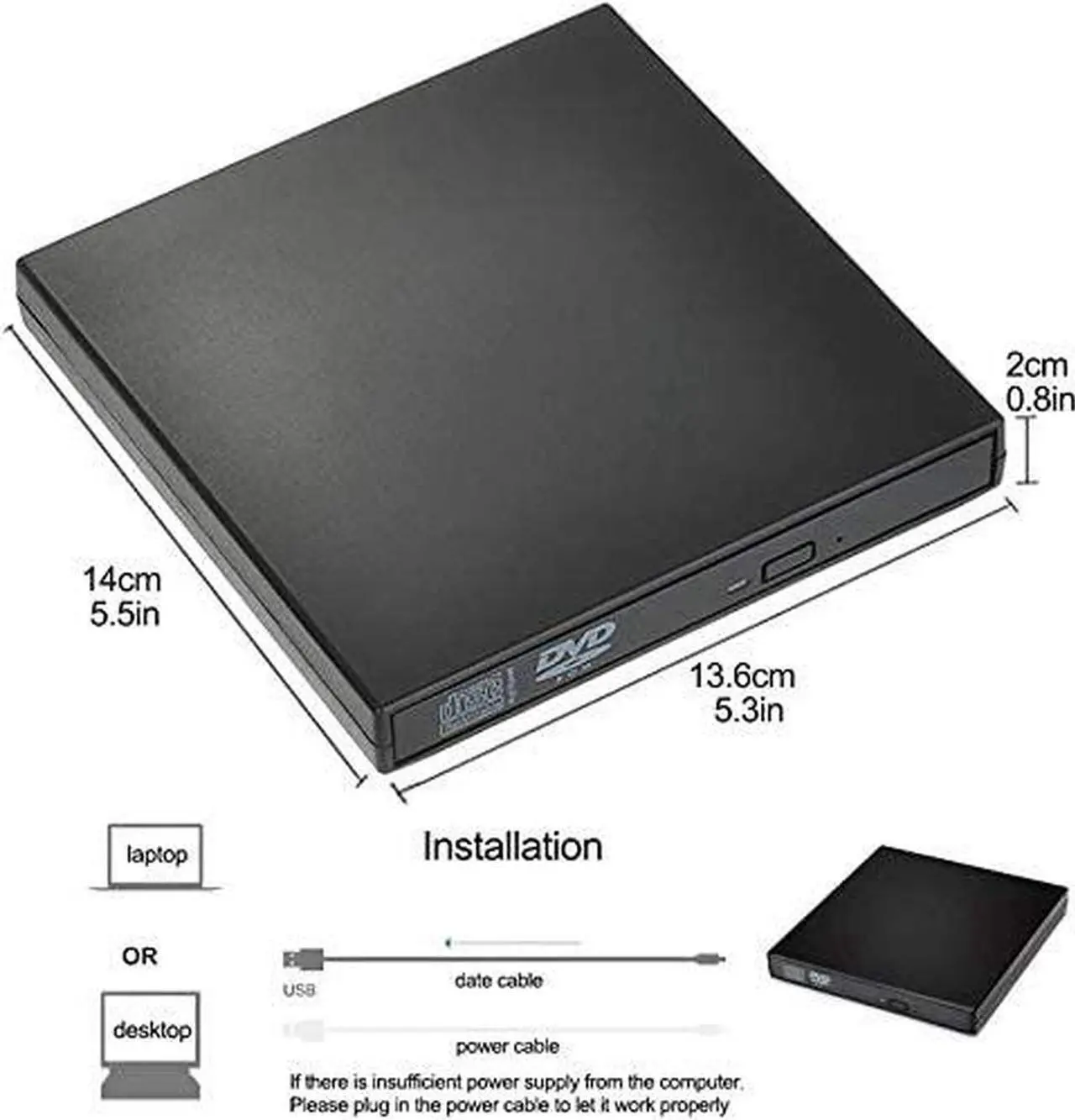 Alt view image 7 of 7 - External CD Drive USB2.0, USB Slim Portable CD-RW DVD-R Combo Burner Player for Laptop, Mac, PC Desktop Computer and Play for Windows 2000 / XP / Vista / Windows 7 Black