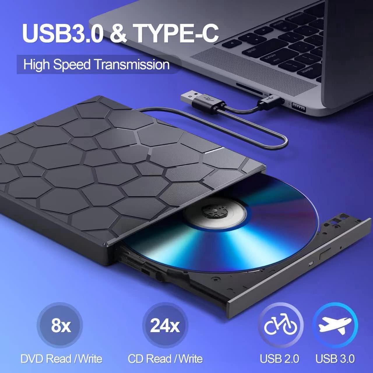 Alt view image 2 of 7 - [8 in 1] External CD/DVD Drive for Laptop, USB 3.0 Type C Ultra-Slim Portable DVD Player for Laptop, CD ROM Burner Writer External Disk Drive Optical Compatible with Laptop Desktop Windows Linux MacOS
