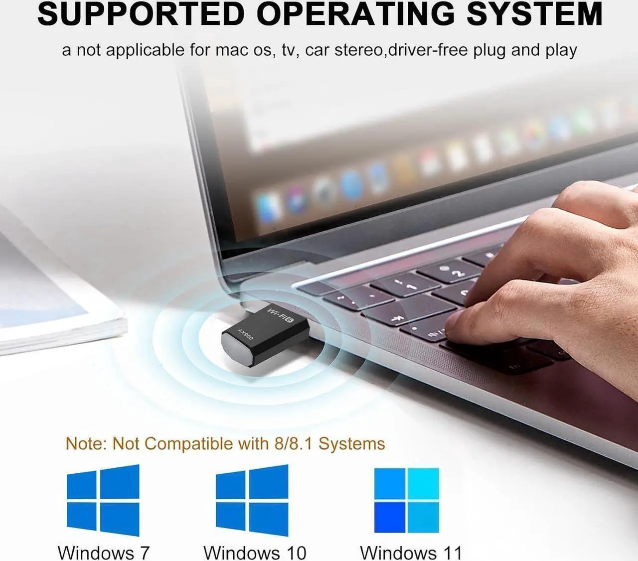 Alt view image 7 of 7 - USB WiFi Adapter for Desktop PC, WiFi 6 AX900 Dual Band 2.4G/5GHz USB Wireless Adapter, WiFi Dongle for MU-MIMO, WPA3, 900Mbps WiFi Adapter Driver Free for PC/Desktop/Laptop Win7/10/11