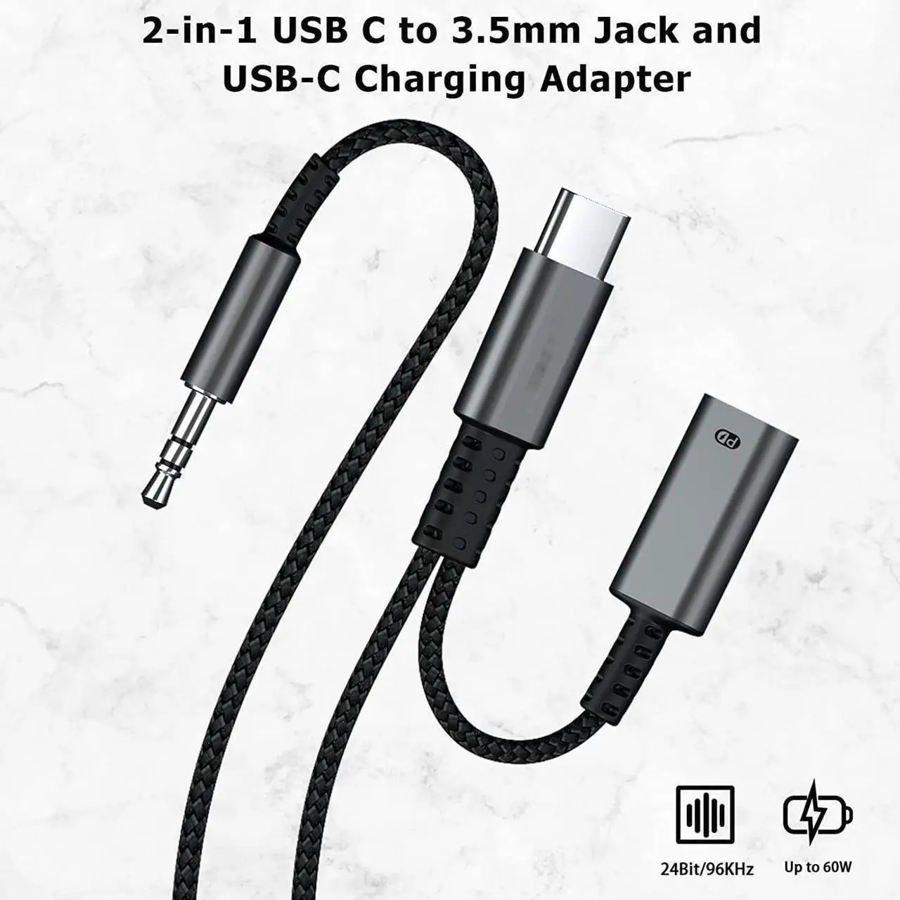 Alt view image 3 of 7 - USB C to 3.5mm Aux Cord for Car with Charging 4FT, 2-in-1 USB-C to 3.5mm Headphone Audio Jack Adapter and Charger,Type C aux Cable dongle for Stereo, Speaker, Galaxy S20 S21 S22 A53 and More (4FT)