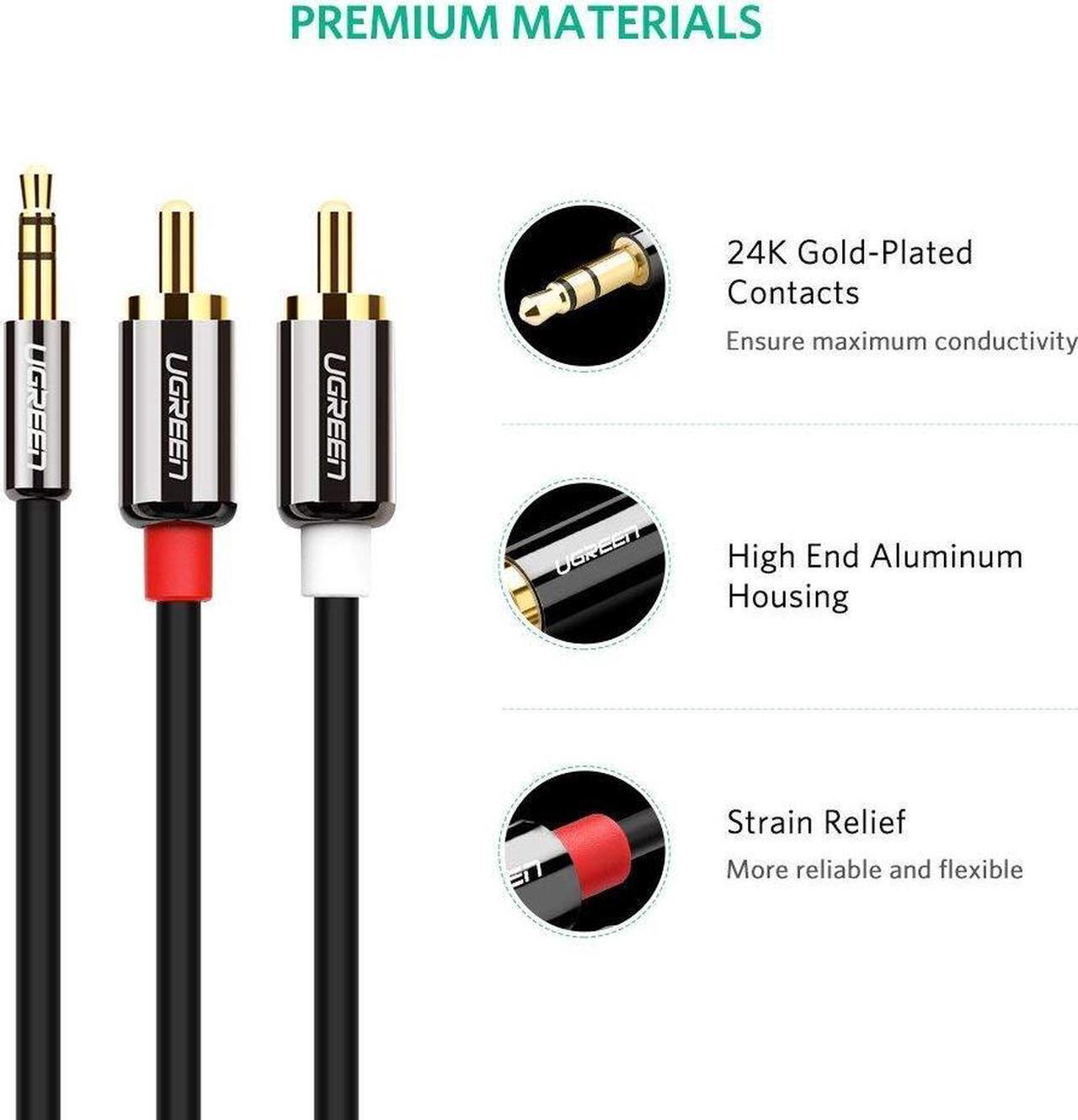 Alt view image 6 of 7 - RCA Cable, [Dual Shielded Gold-Plated] 3.5mm Male to 2RCA Male Stereo Audio Adapter Cable AUX RCA Y Cord Compatible with Smartphones, MP3, Tablets, Speakers, HDTV [3.3ft]