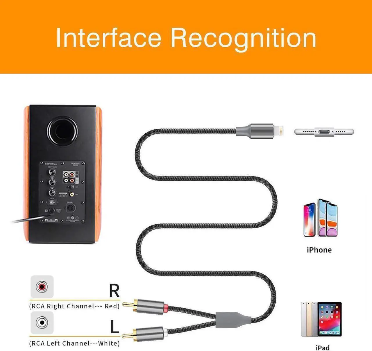 Alt view image 3 of 7 - Lightning to RCA Cable Audio Aux Adapter, Stereo Y Splitter Adapter for Select iPhone, iPad and iPod Models for Power Amplifier, Car, Home Theater, Speaker and More