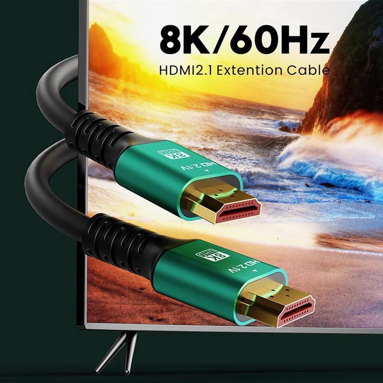 Alt view image 7 of 7 - [3.3FT 2-Pack] 8K HDMI 2.1 Cable, 48Gbps Certified High Speed HDMI Cord (8K@60Hz, 4K@120Hz) HDCP 2.2&2.3, DTS:X, eARC,HDR10, Dynamic HDR, Compatible with Laptop Monitor UHD TV PS5 PS4 Dolby -Green