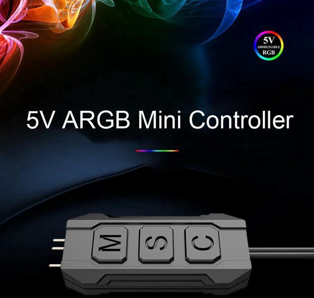 Alt view image 2 of 7 - 5V 3Pin ARGB Line Controller SATA Powered 3 Button LED Controller Cable Adapter for Computer PC Light Strip,Water Cooler Radiators,RGB Fan