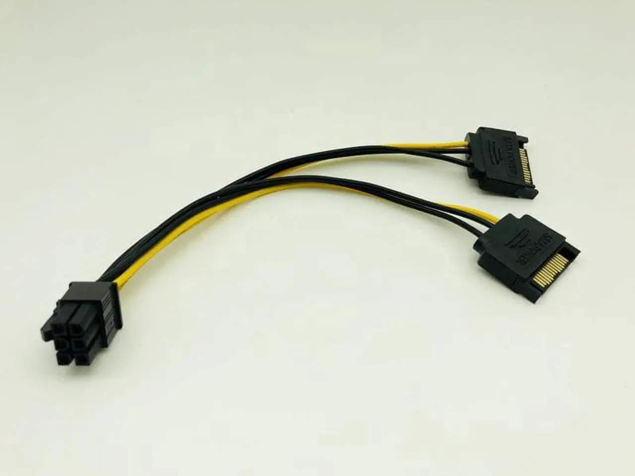 Alt view image 6 of 6 - PCI-E PCIe PCI Express Dual 15Pin SATA Male to 6pin Graphics Video Display Card Dual SATA to 6pin Power Cable for ETH BTC Mining