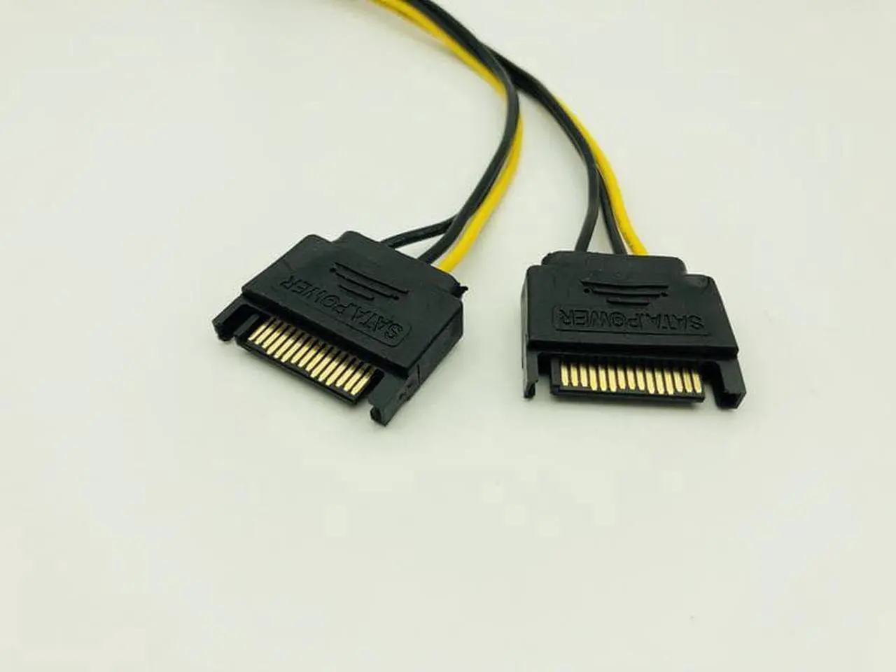 Alt view image 5 of 6 - PCI-E PCIe PCI Express Dual 15Pin SATA Male to 6pin Graphics Video Display Card Dual SATA to 6pin Power Cable for ETH BTC Mining